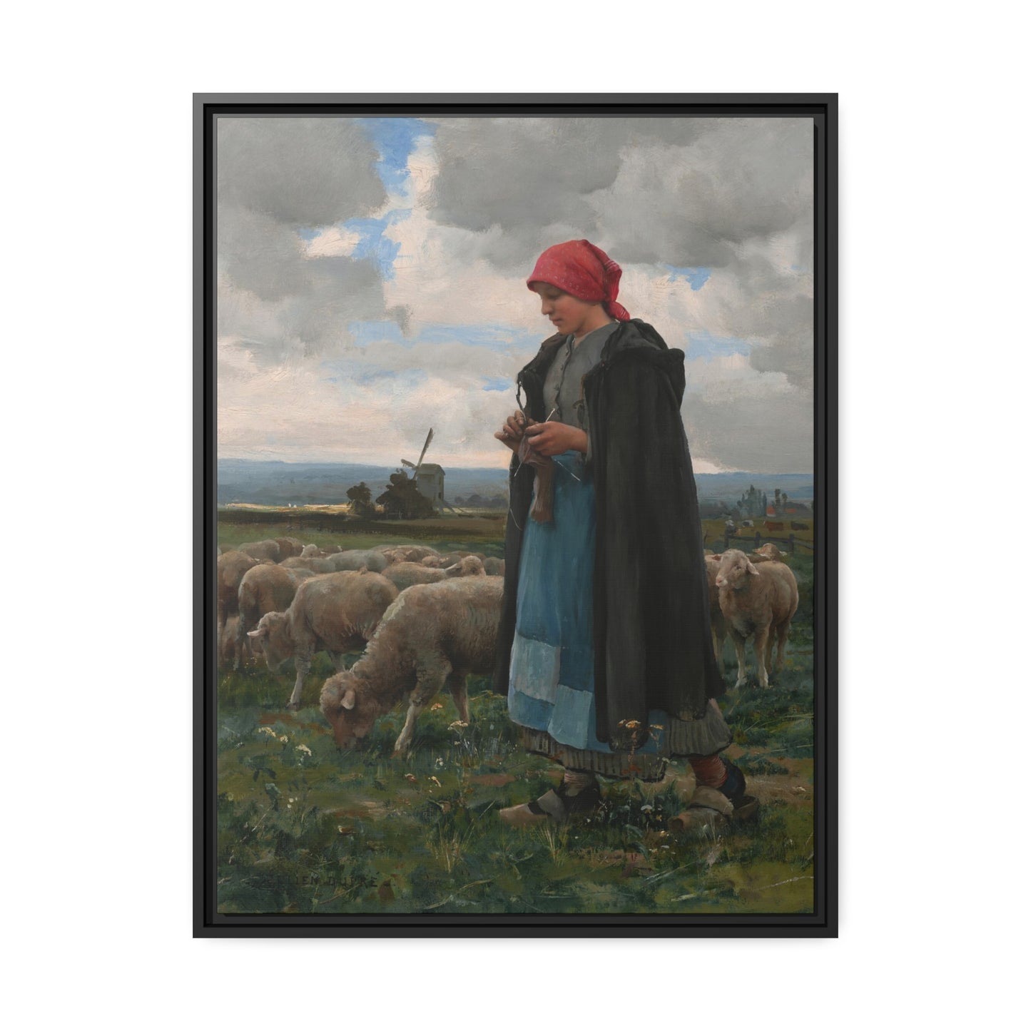 Julien Dupre: "La Bergere" - Framed Canvas Reproduction