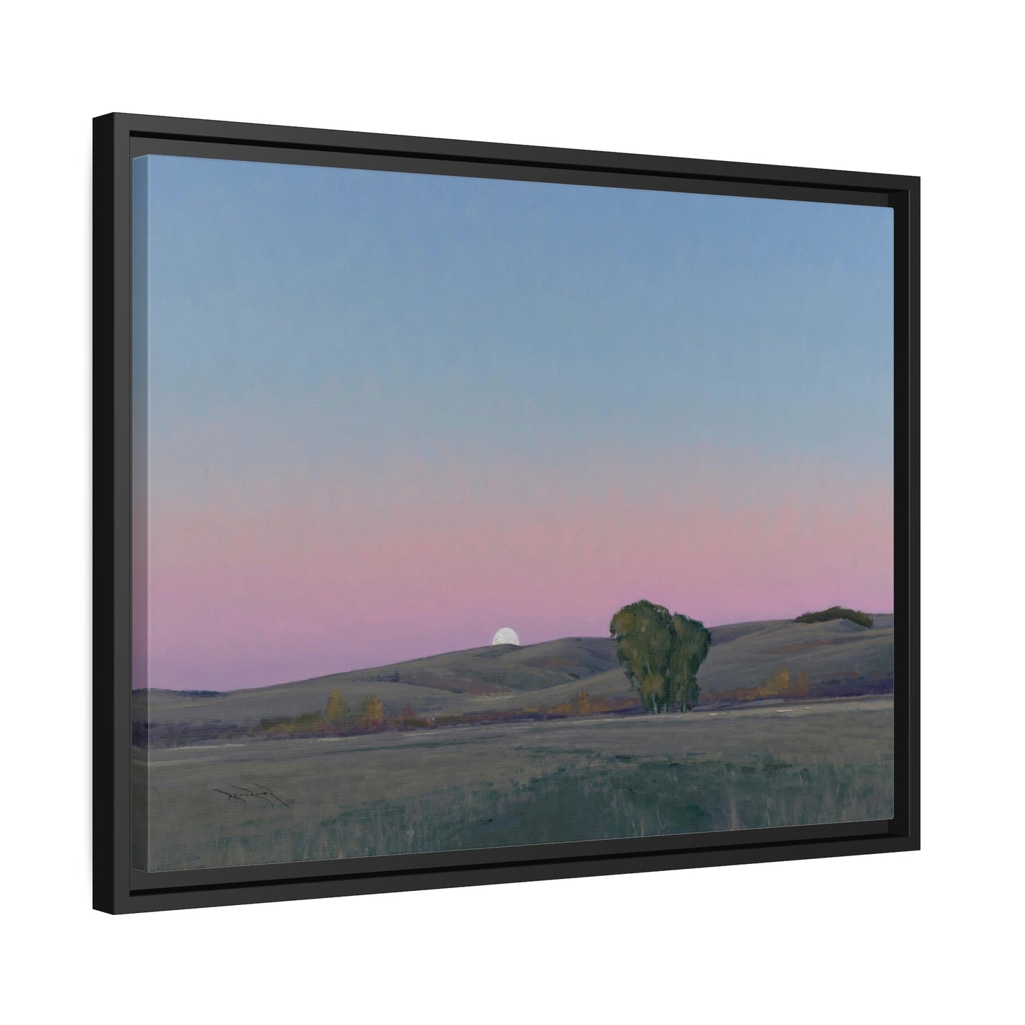 Ben Bauer: "Moonrise in Lowry, MN" - Framed Canvas Reproduction