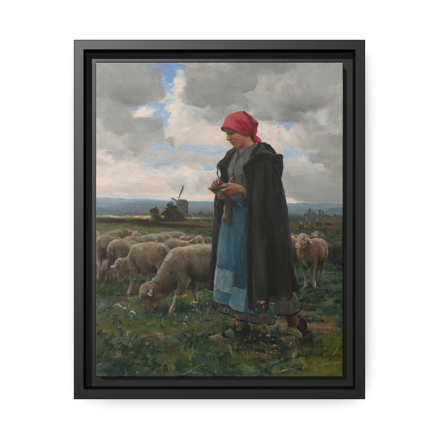 Julien Dupre: "La Bergere" - Framed Canvas Reproduction