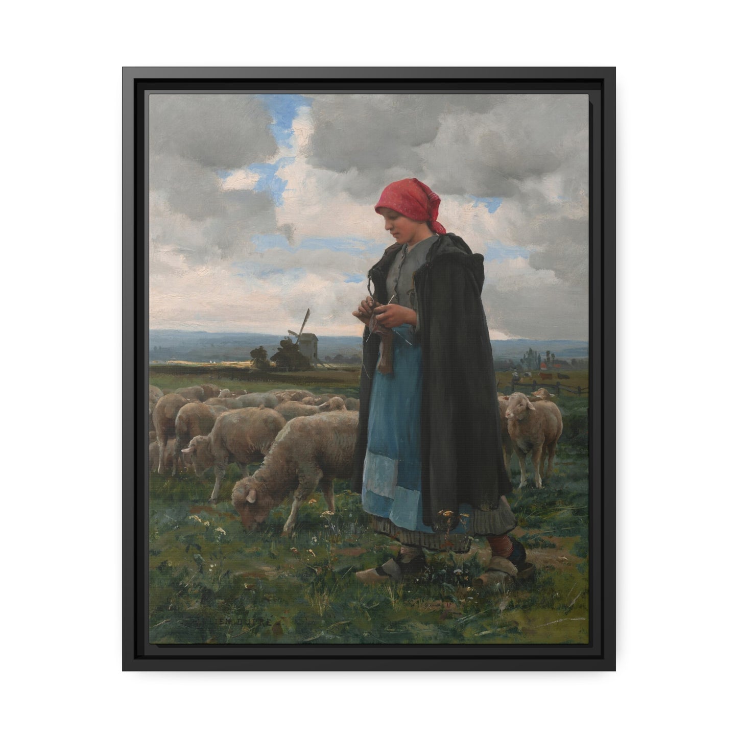 Julien Dupre: "La Bergere" - Framed Canvas Reproduction