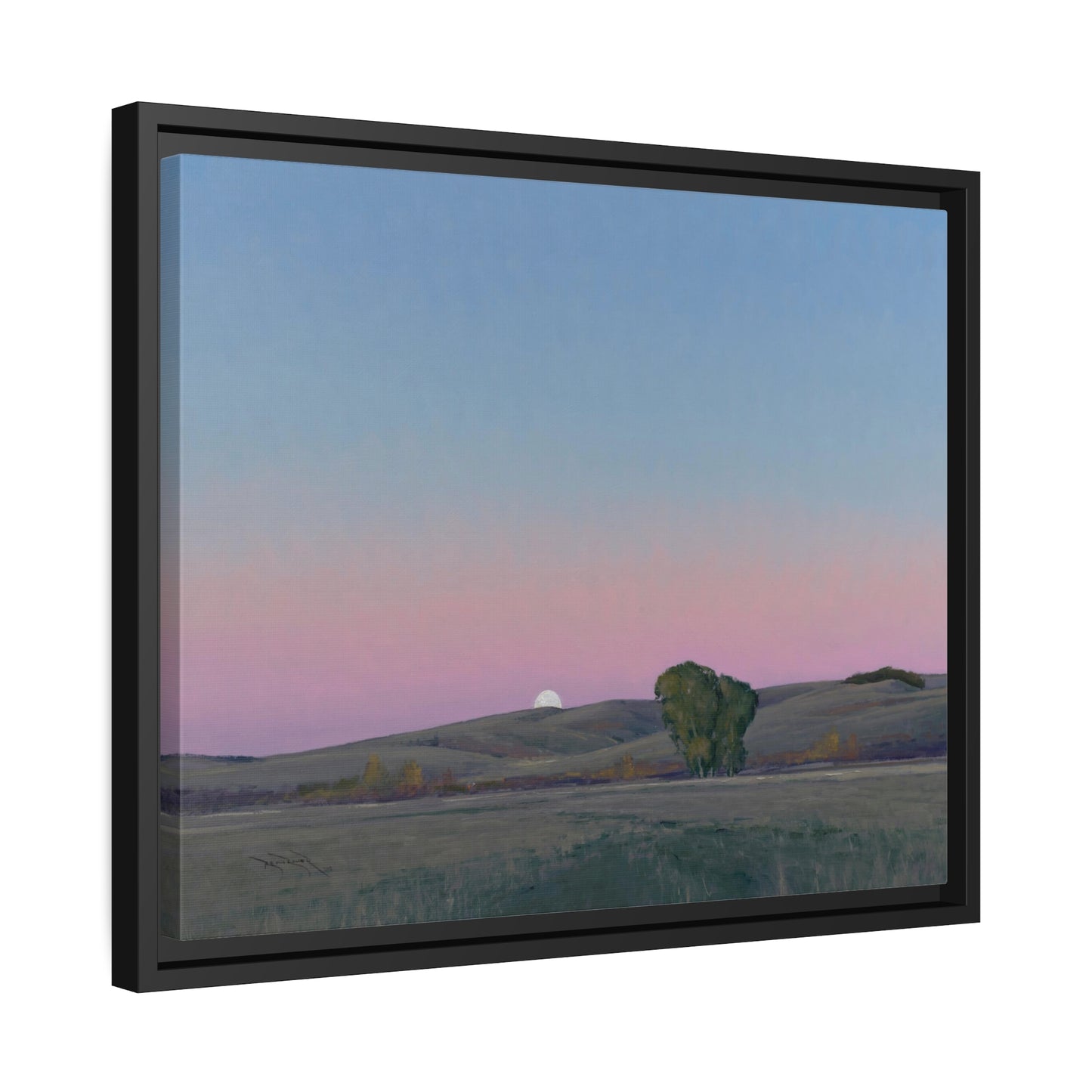 Ben Bauer: "Moonrise in Lowry, MN" - Framed Canvas Reproduction