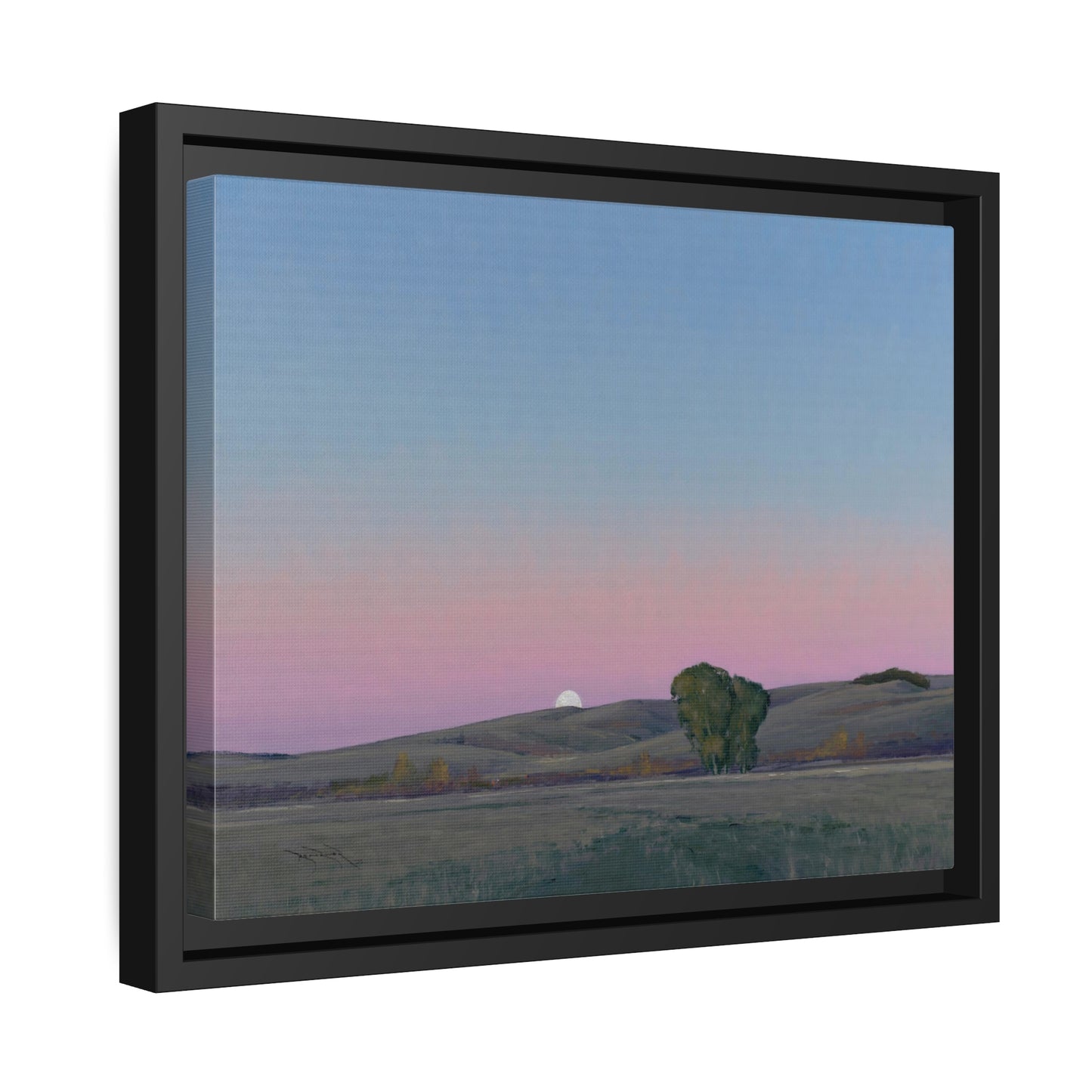 Ben Bauer: "Moonrise in Lowry, MN" - Framed Canvas Reproduction