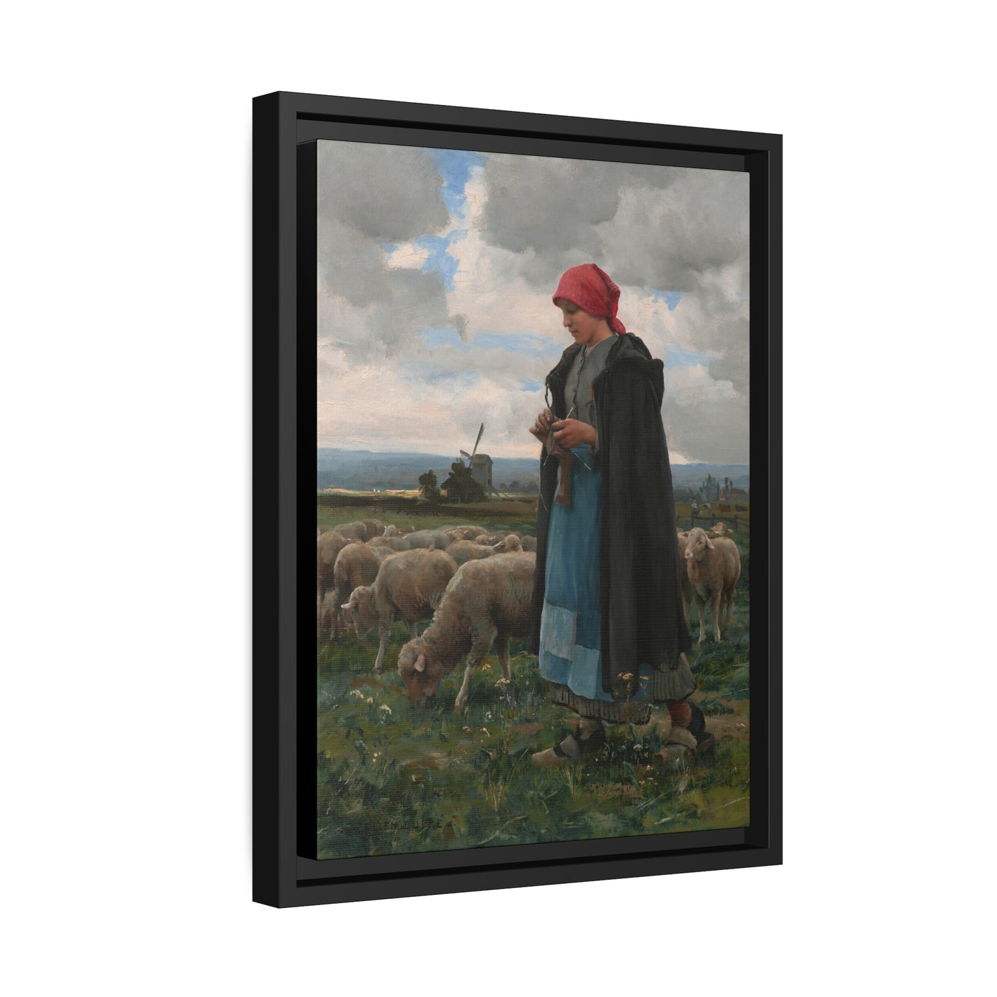 Julien Dupre: "La Bergere" - Framed Canvas Reproduction