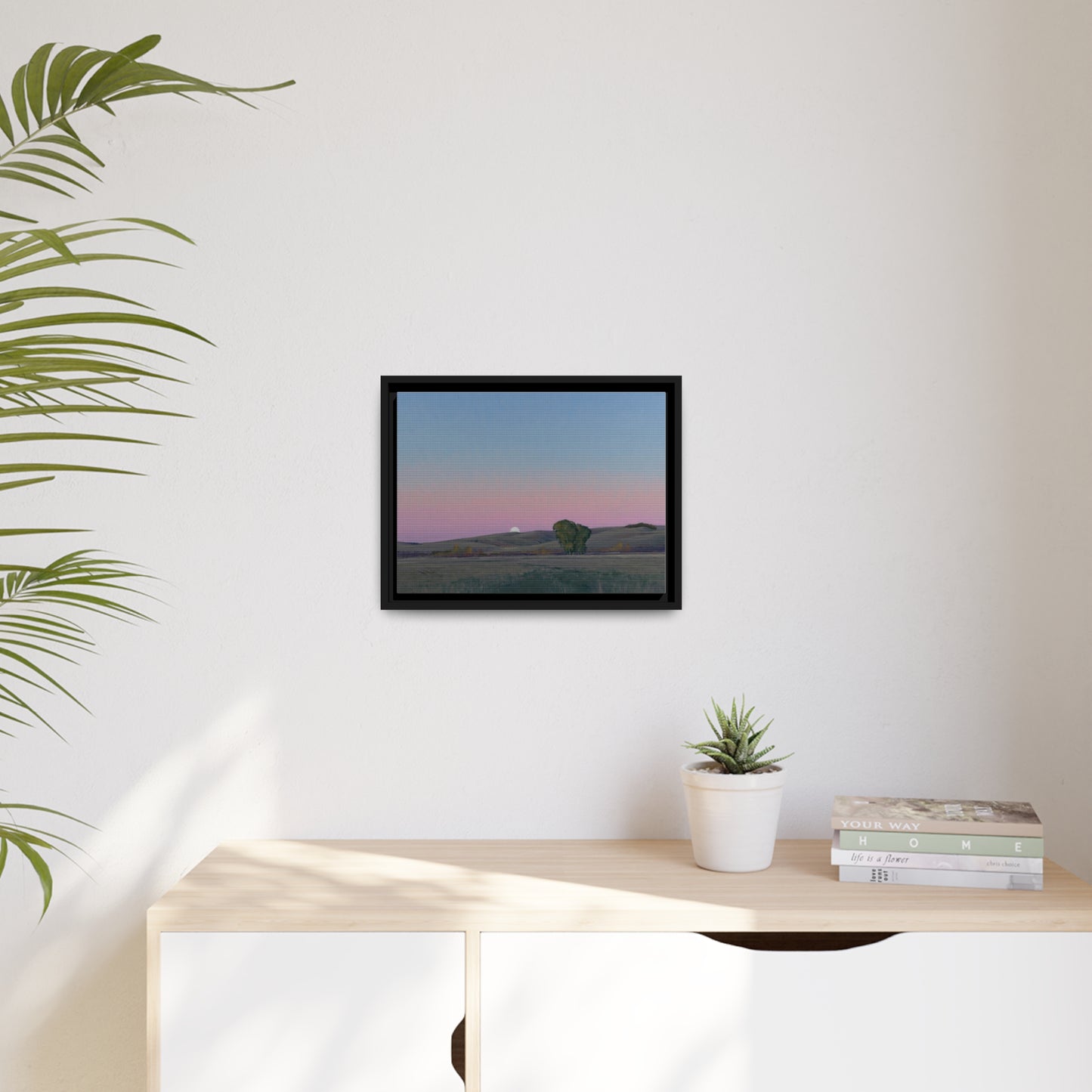 Ben Bauer: "Moonrise in Lowry, MN" - Framed Canvas Reproduction