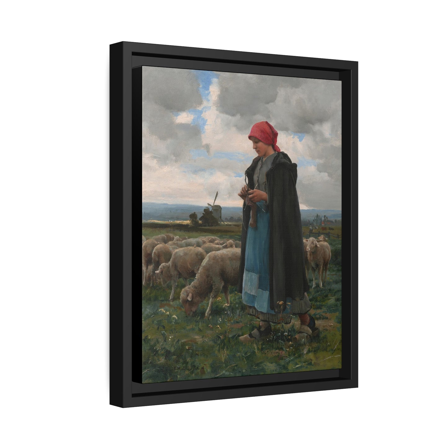 Julien Dupre: "La Bergere" - Framed Canvas Reproduction