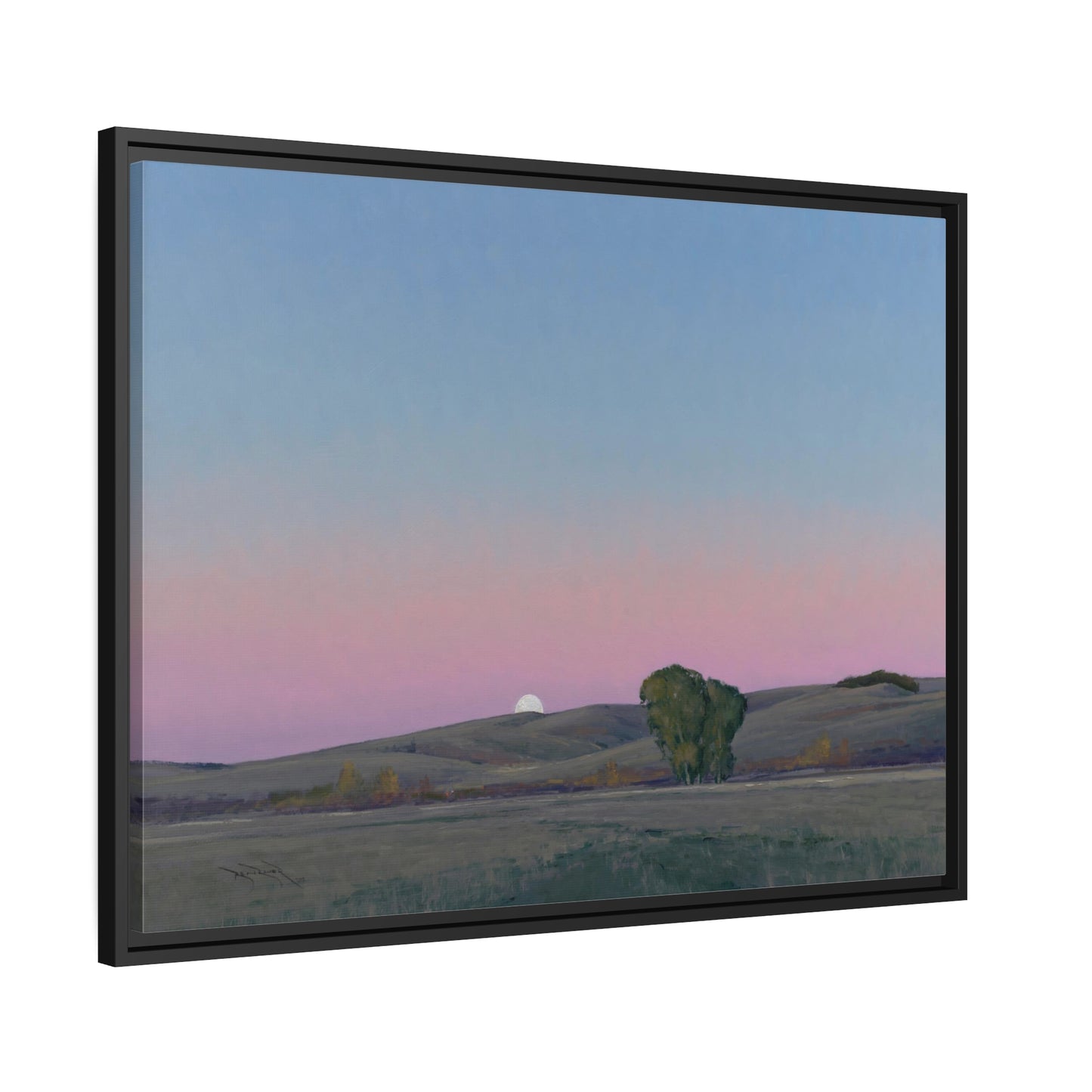 Ben Bauer: "Moonrise in Lowry, MN" - Framed Canvas Reproduction