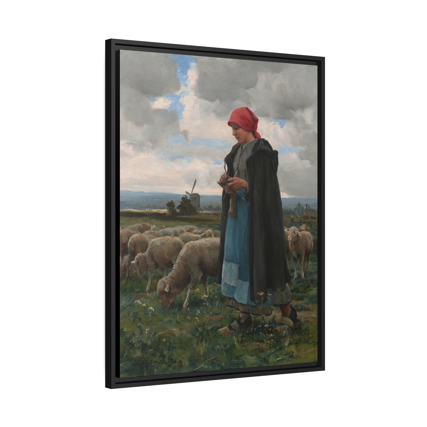 Julien Dupre: "La Bergere" - Framed Canvas Reproduction