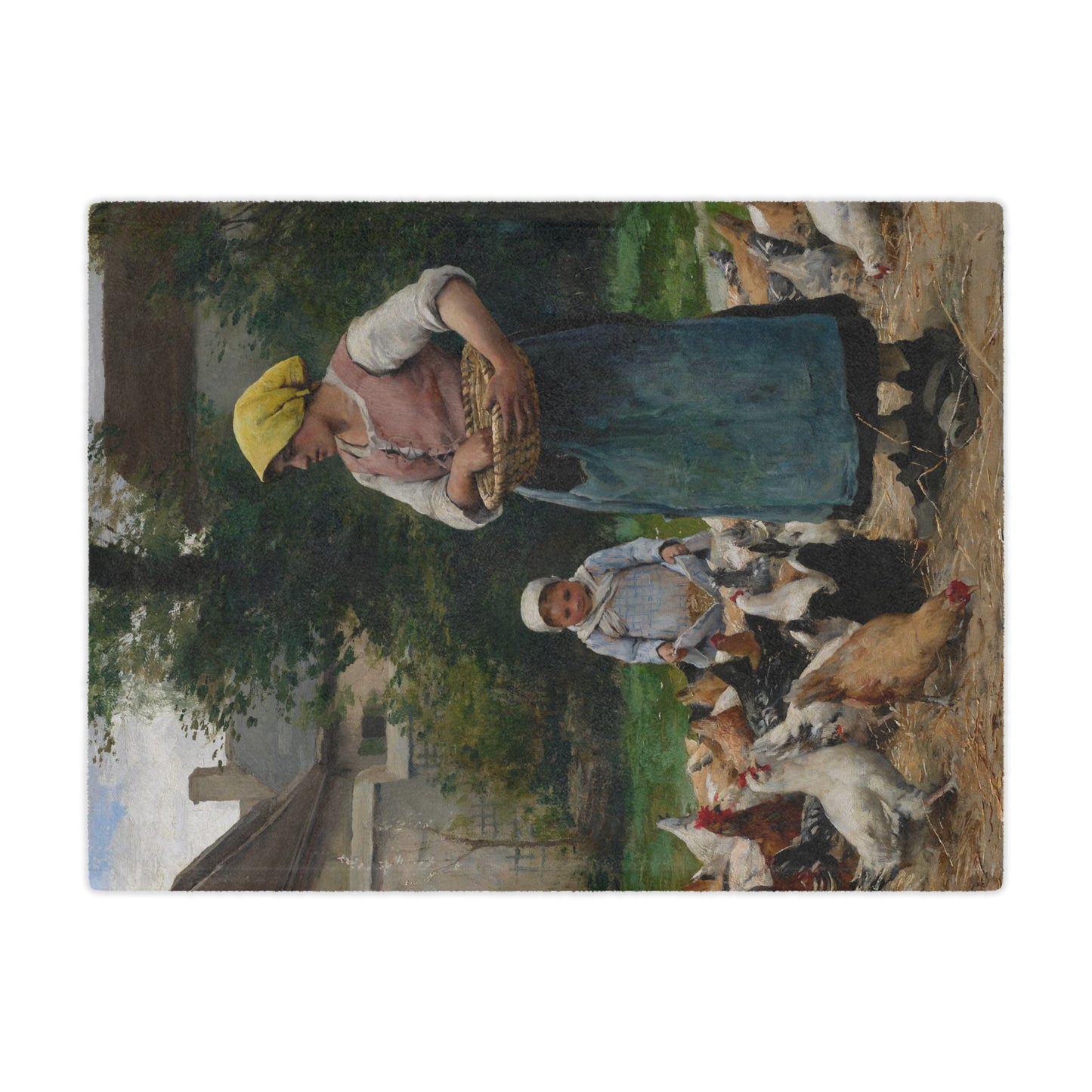 Julien Dupre: "Femme avec des poules" - Microfiber Blanket