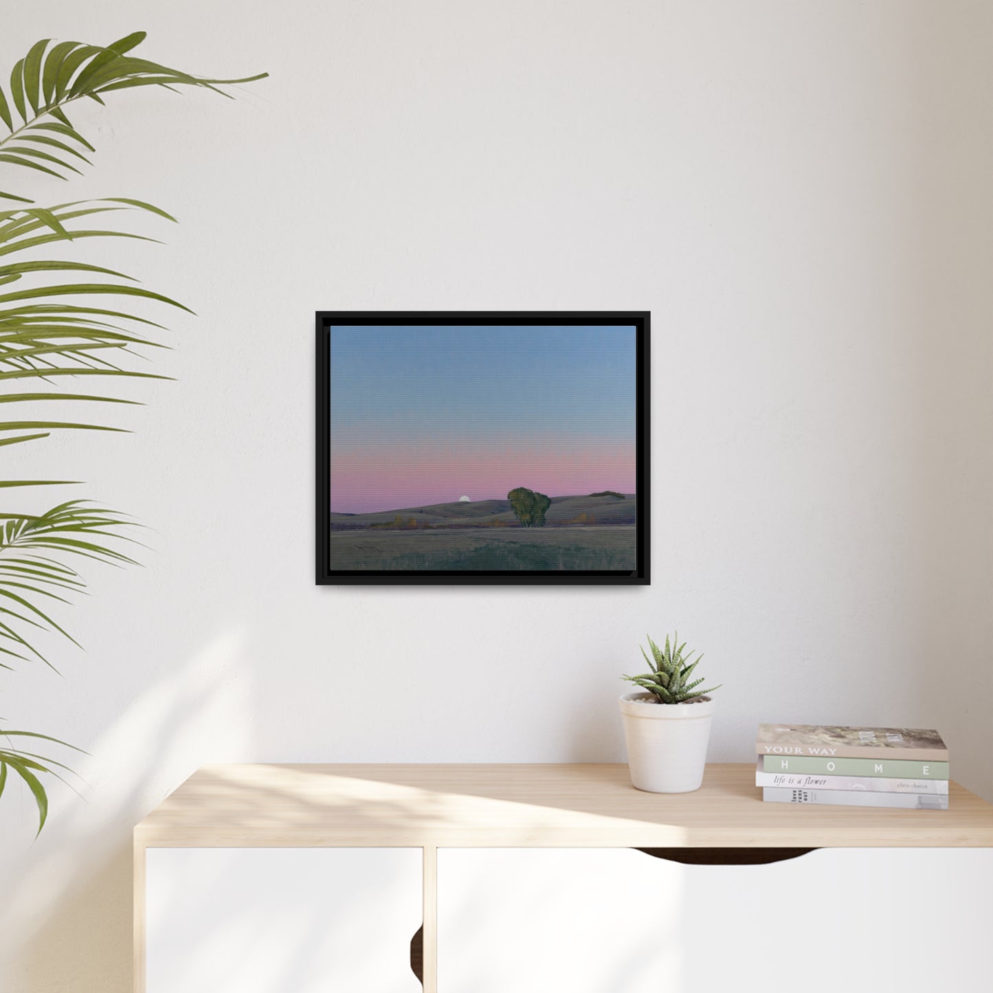 Ben Bauer: "Moonrise in Lowry, MN" - Framed Canvas Reproduction