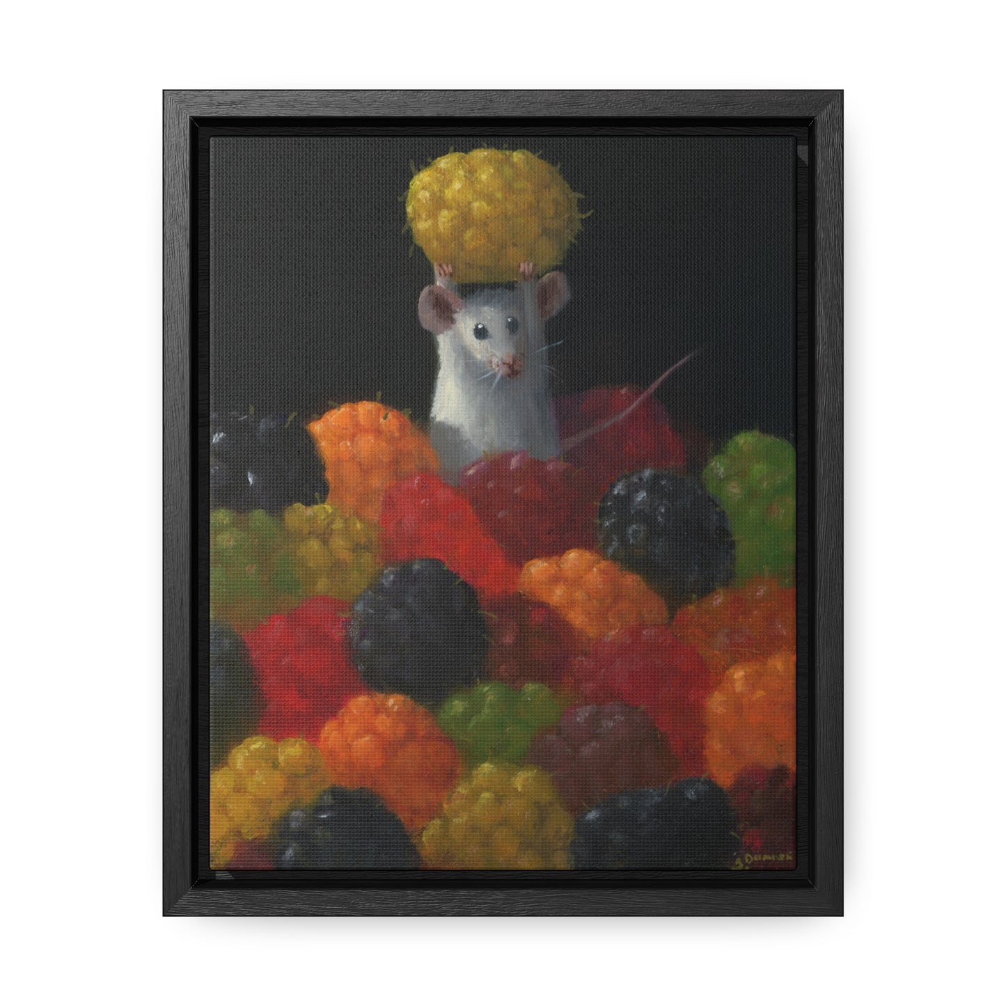 Stuart Dunkel: "Raspberry Party" - Framed Canvas Reproduction
