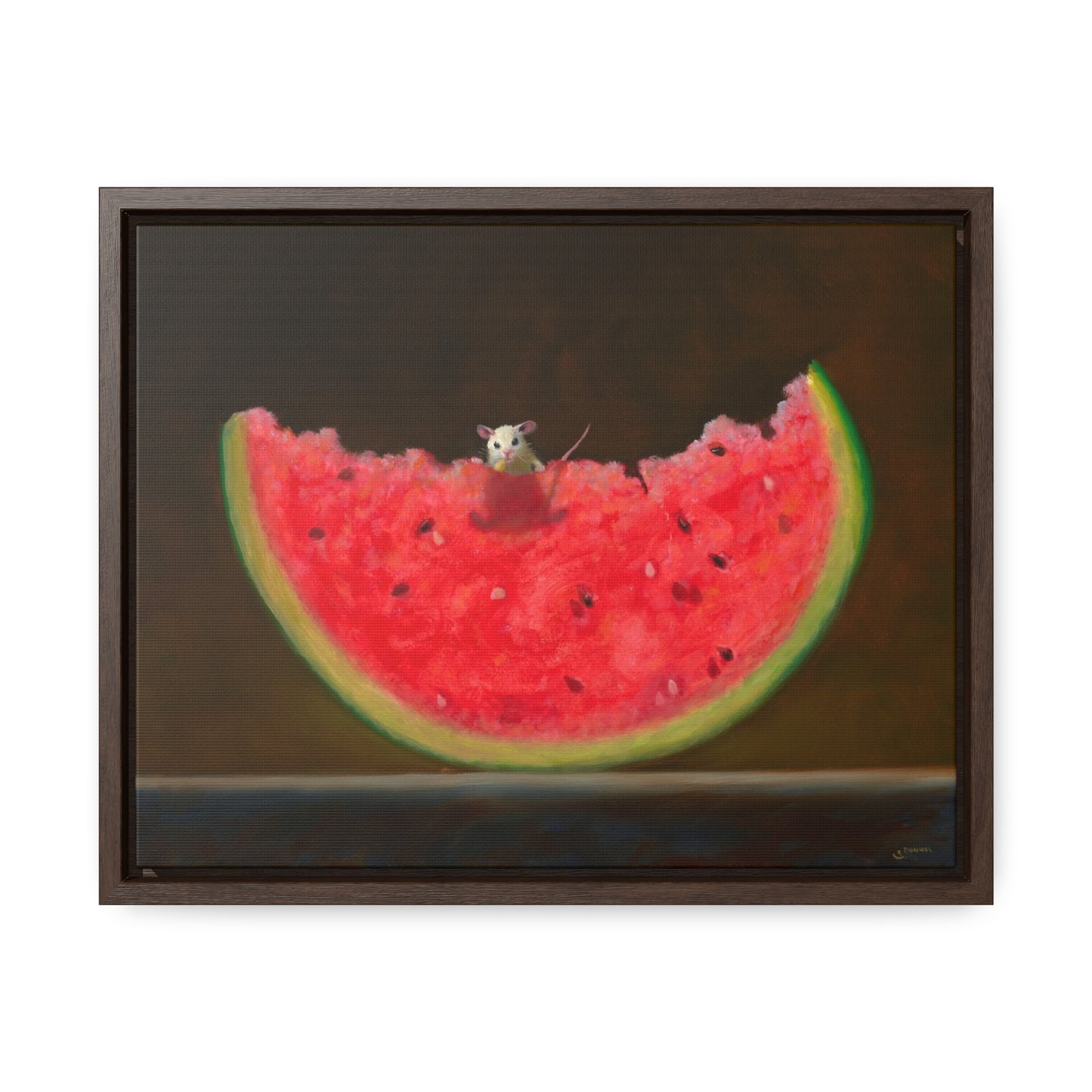 Stuart Dunkel: "Melon Lover" - Framed Canvas Reproduction
