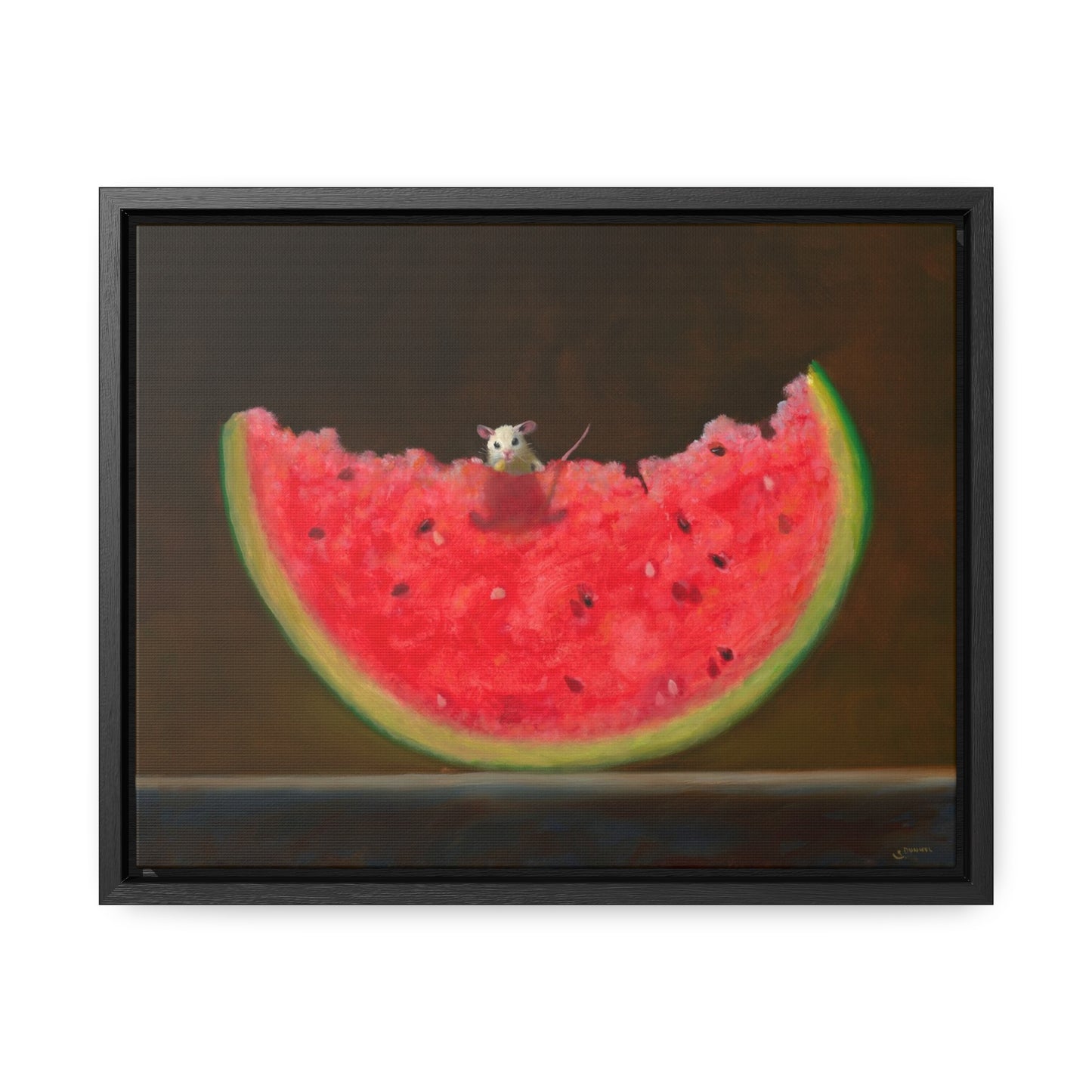 Stuart Dunkel: "Melon Lover" - Framed Canvas Reproduction