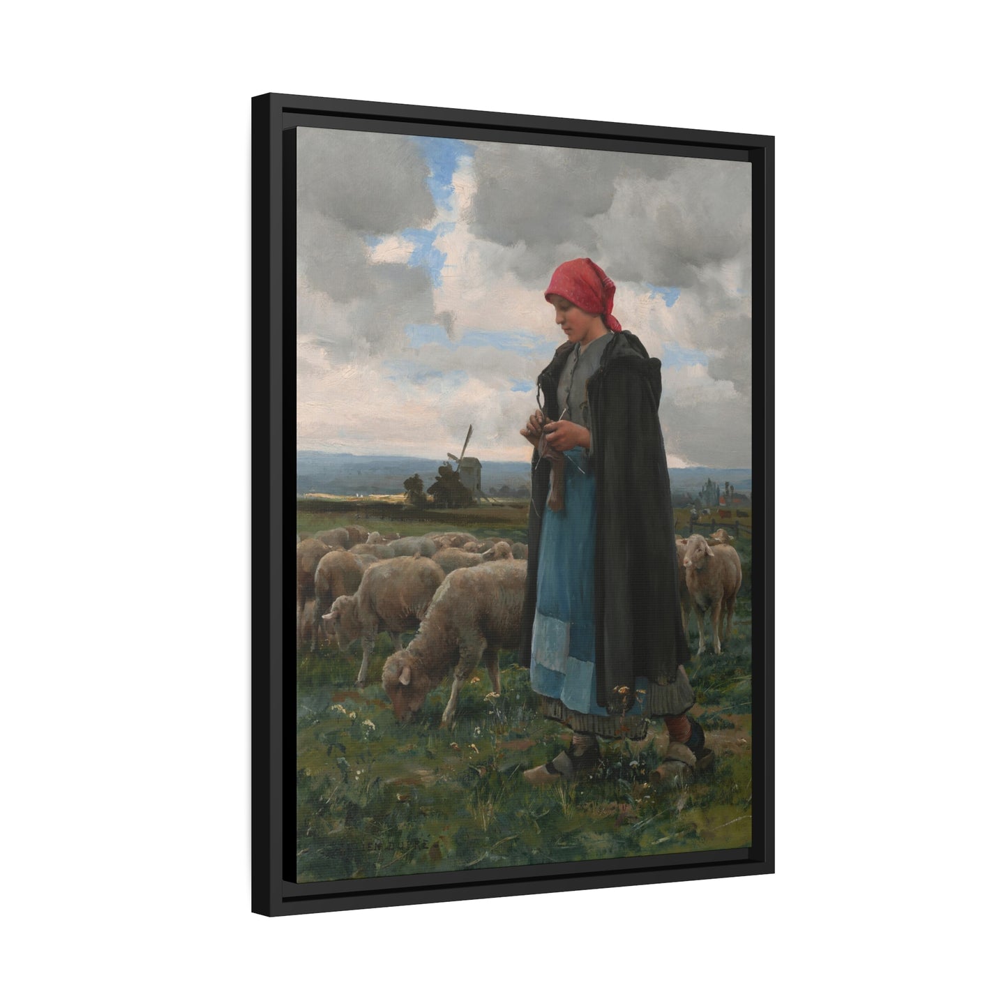 Julien Dupre: "La Bergere" - Framed Canvas Reproduction