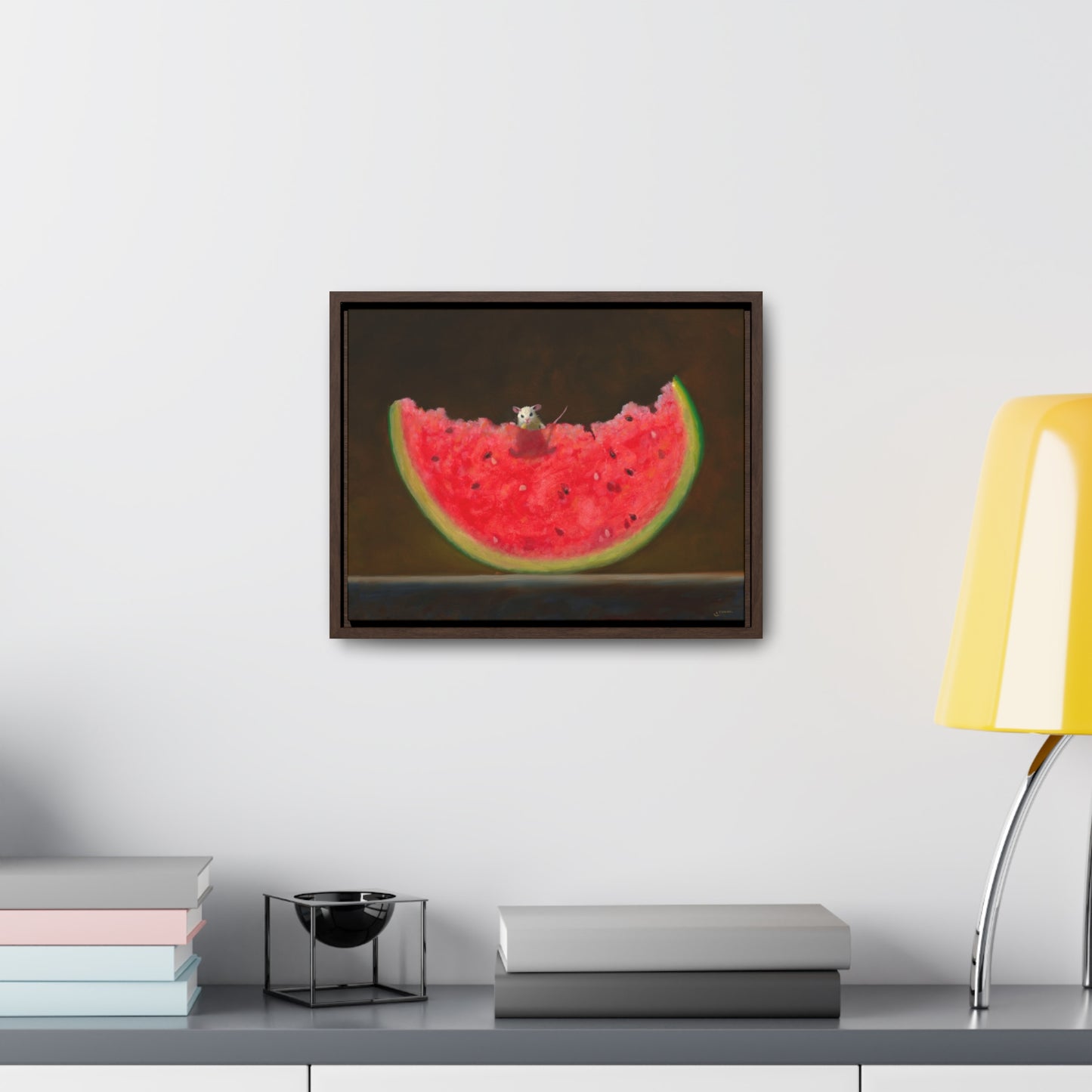 Stuart Dunkel: "Melon Lover" - Framed Canvas Reproduction