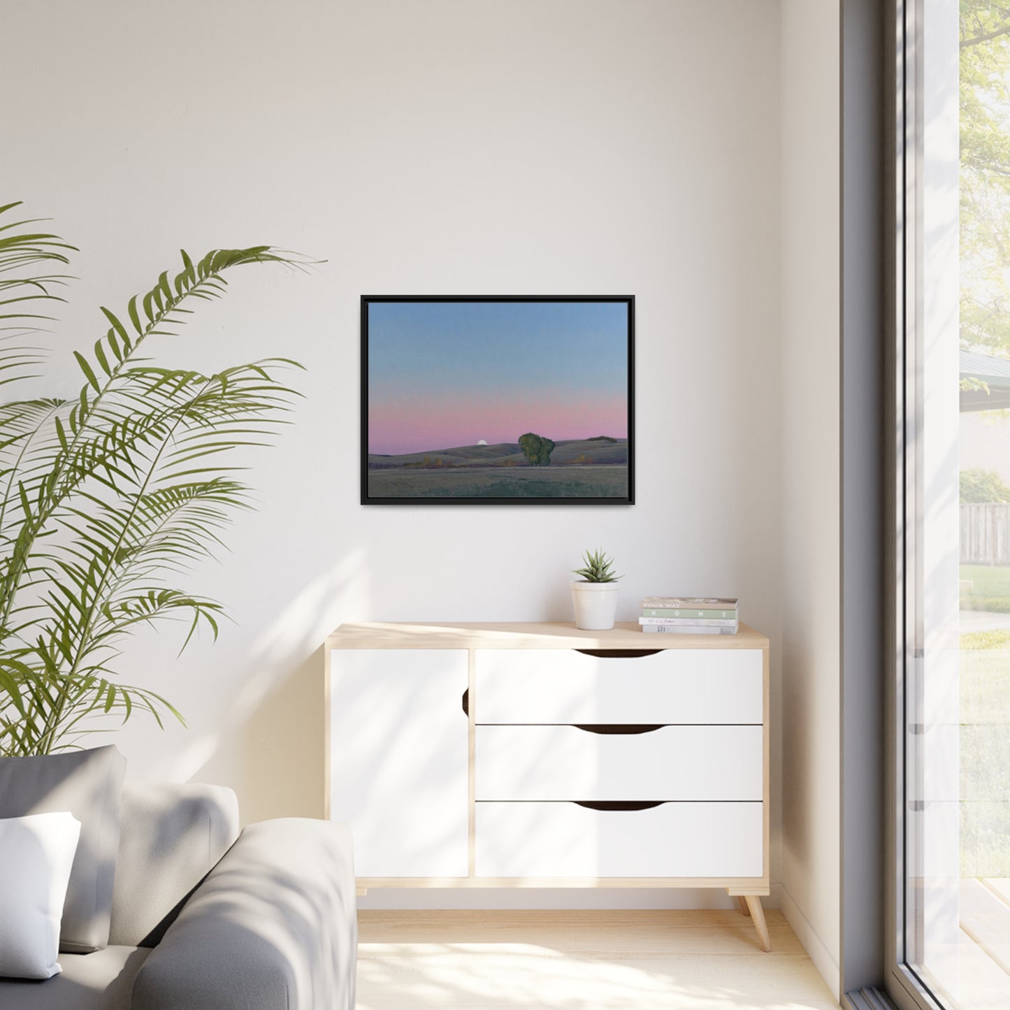 Ben Bauer: "Moonrise in Lowry, MN" - Framed Canvas Reproduction