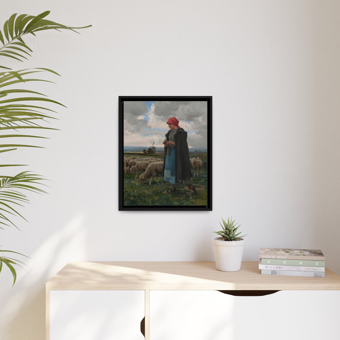 Julien Dupre: "La Bergere" - Framed Canvas Reproduction