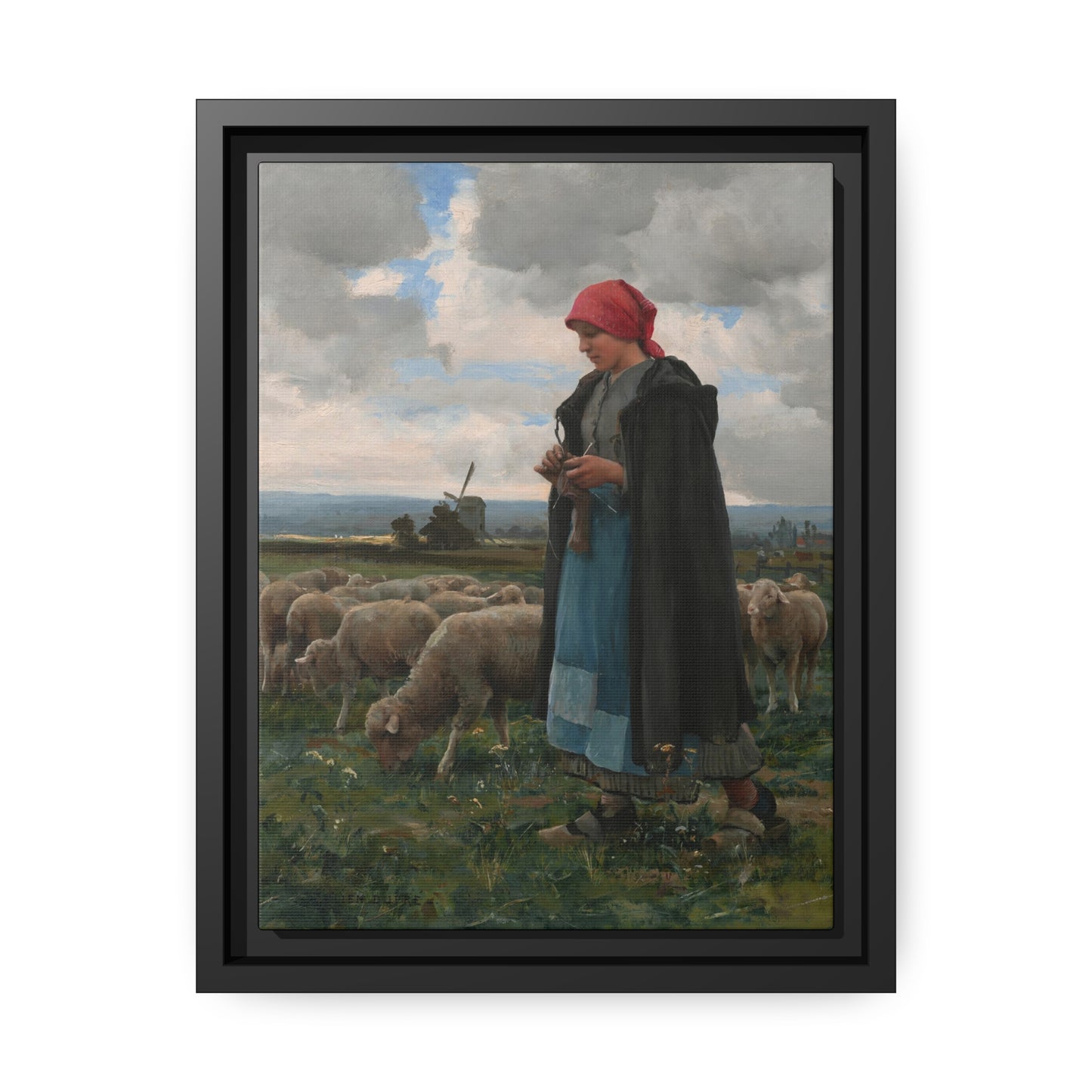 Julien Dupre: "La Bergere" - Framed Canvas Reproduction