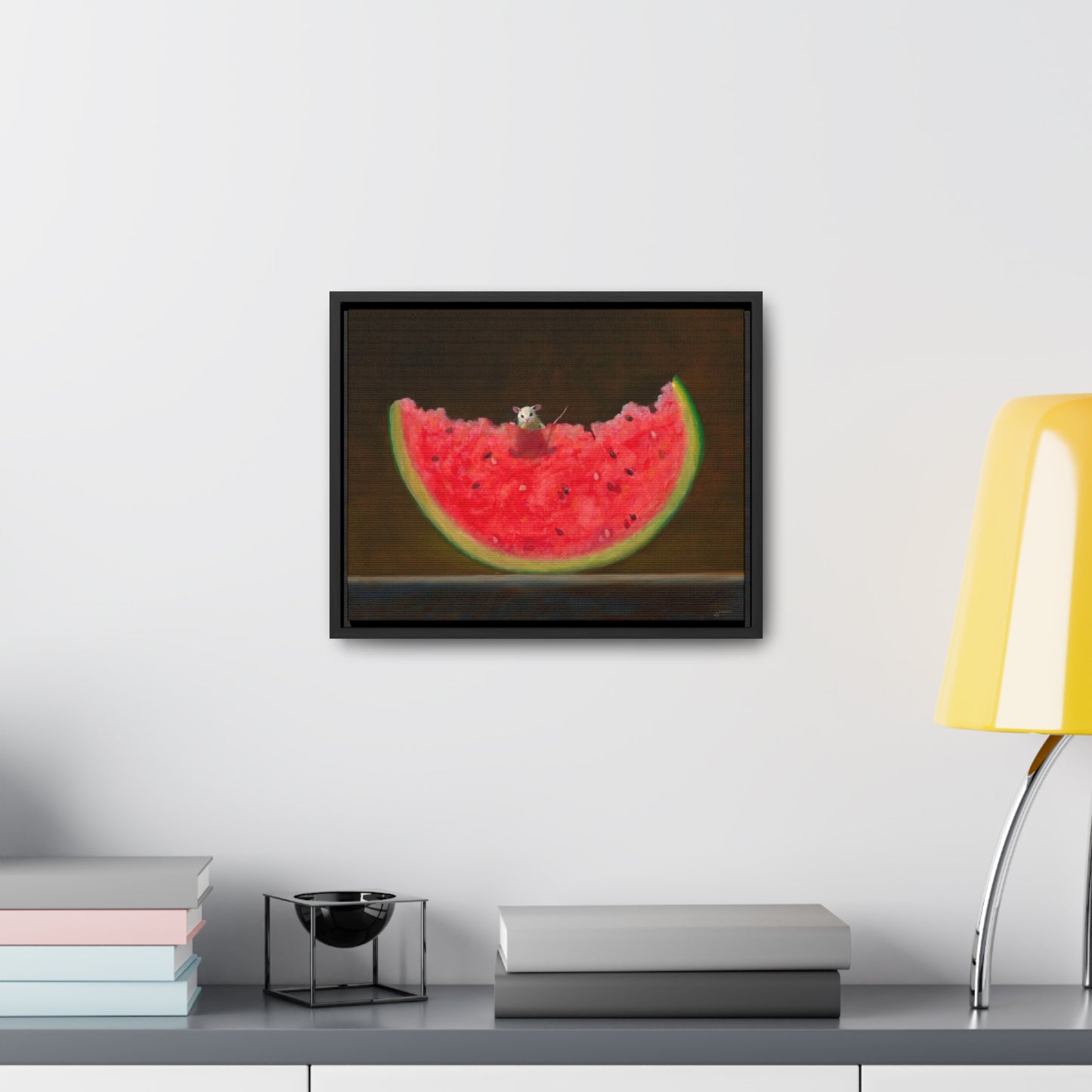 Stuart Dunkel: "Melon Lover" - Framed Canvas Reproduction