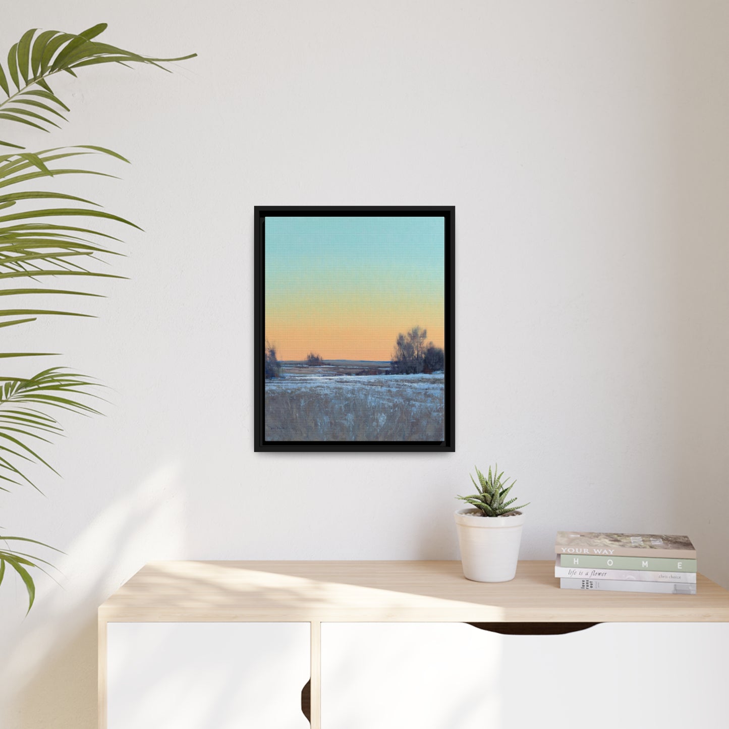 Ben Bauer: "Late Afternoon in March, Lowry, MN" - Framed Canvas Reproduction