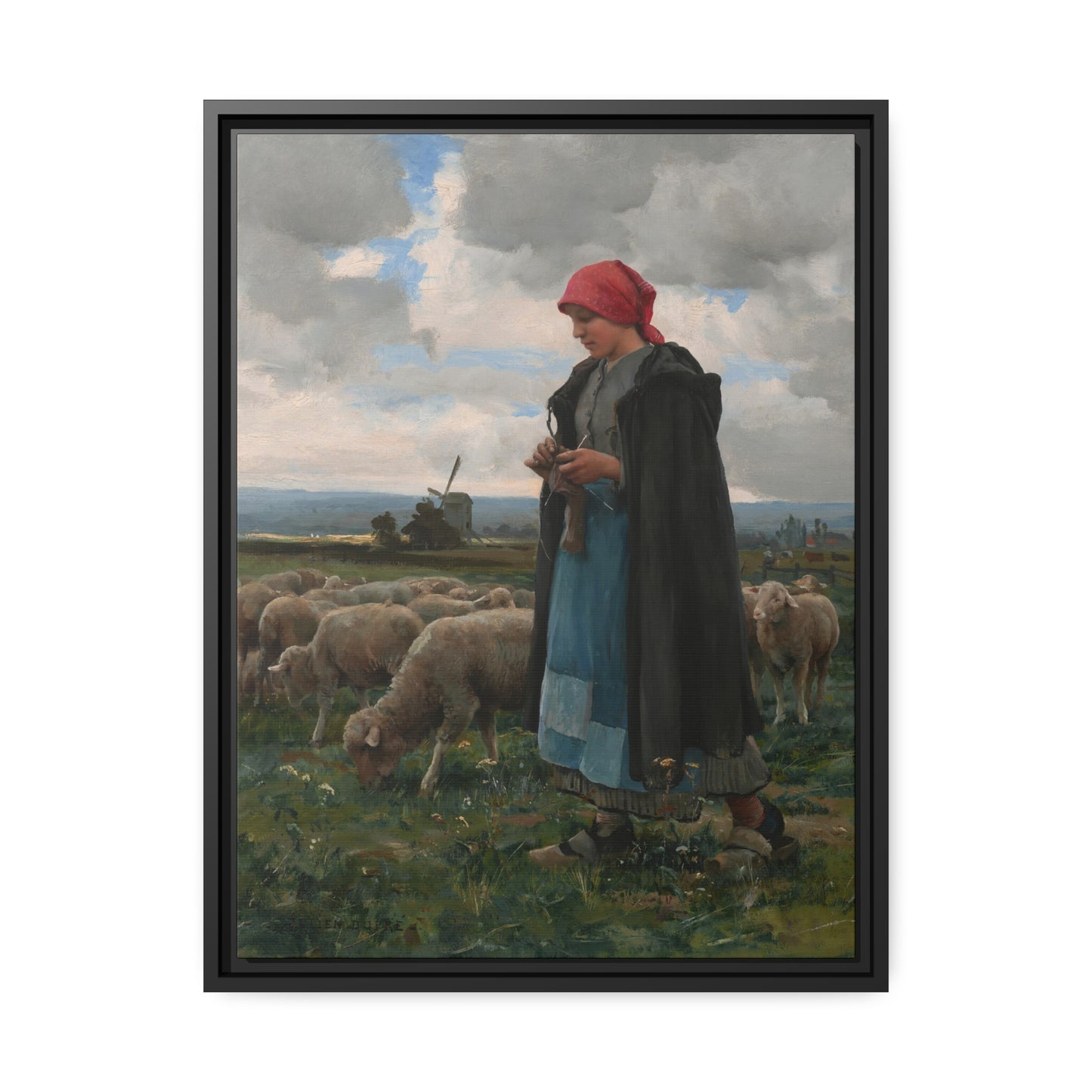 Julien Dupre: "La Bergere" - Framed Canvas Reproduction