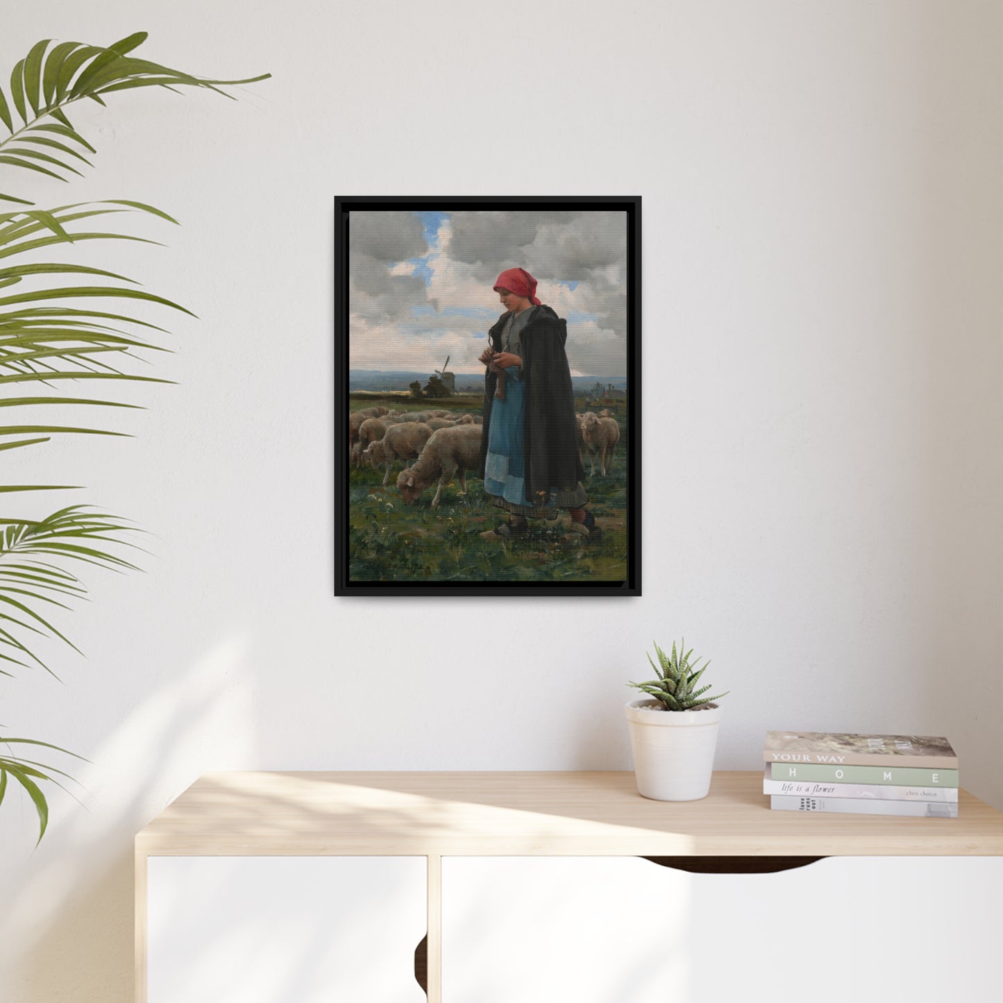 Julien Dupre: "La Bergere" - Framed Canvas Reproduction