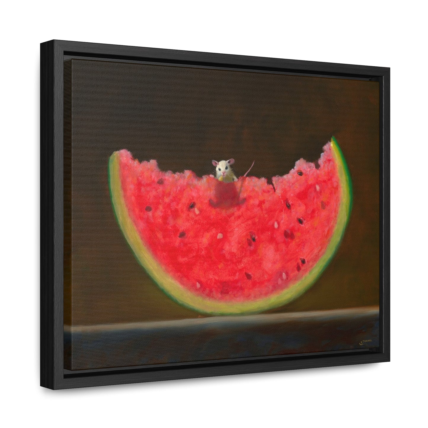 Stuart Dunkel: "Melon Lover" - Framed Canvas Reproduction