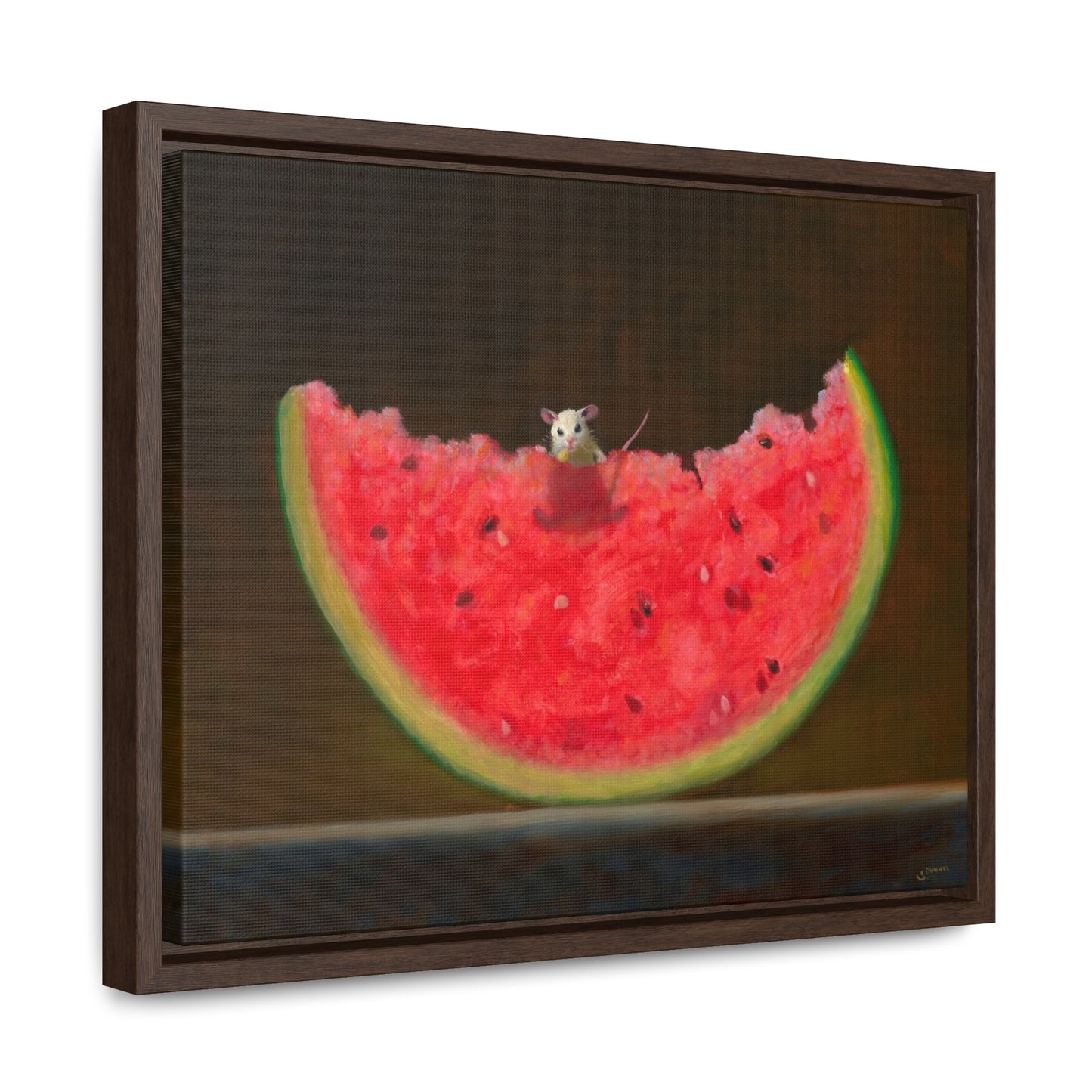 Stuart Dunkel: "Melon Lover" - Framed Canvas Reproduction