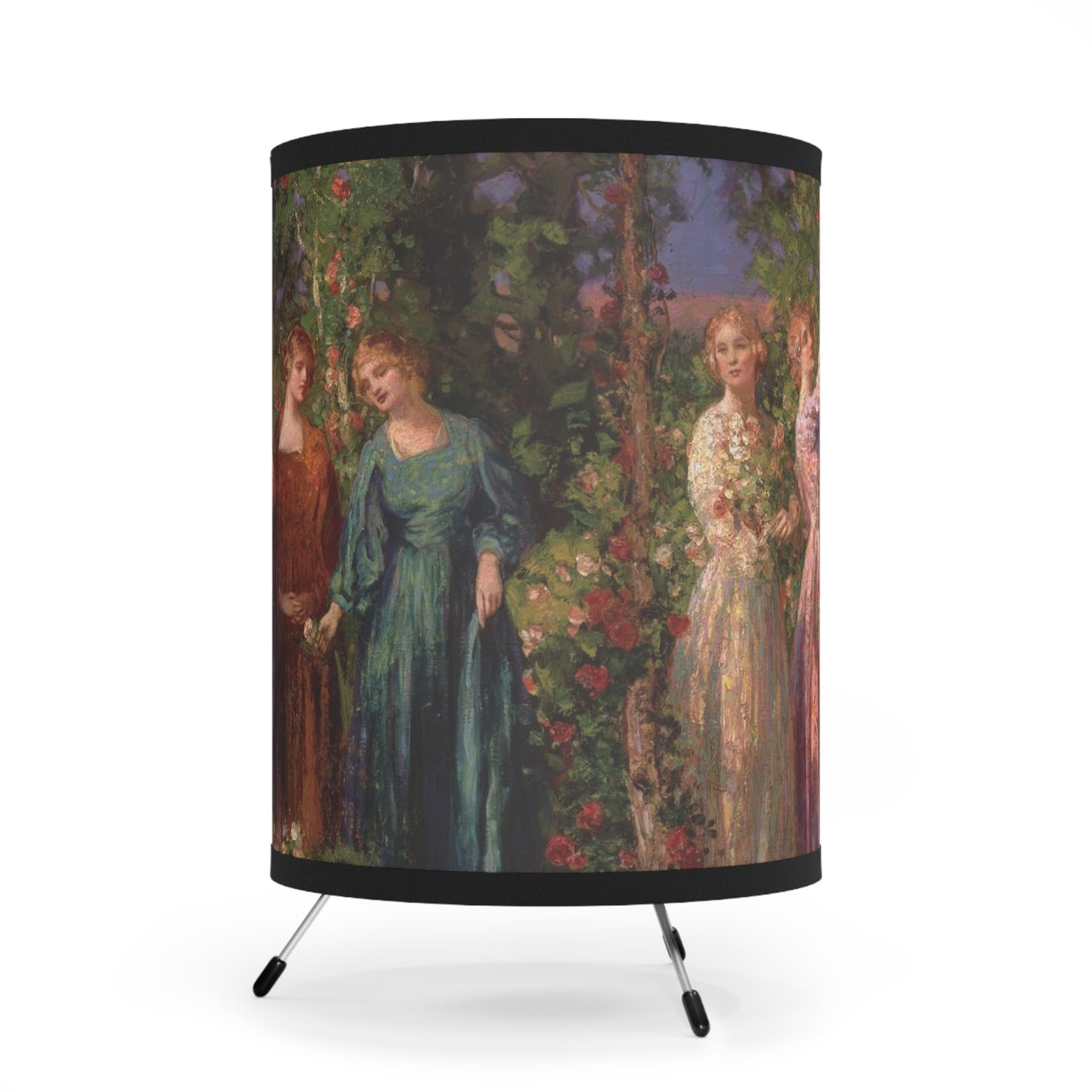 Thomas Mostyn: "Gather Ye Rosebuds While Ye May" - Tripod Lamp with High-Res Printed Shade, US\CA plug
