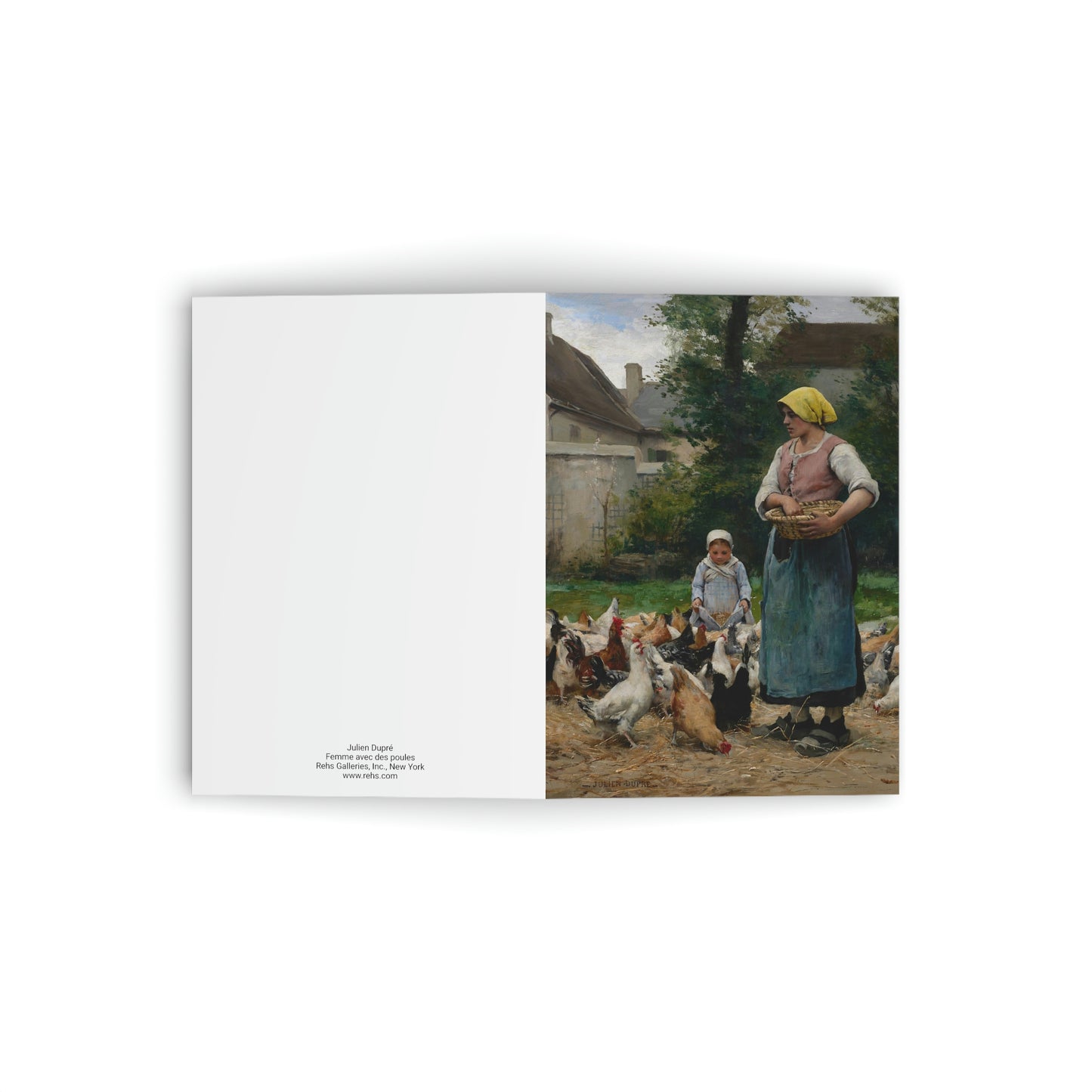 Julien Dupre: "Femme avec des poules" - Folded Greeting Cards