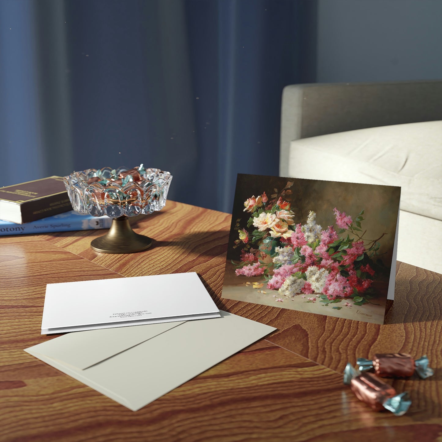 Edmond van Coppenolle: "Lilacs and Roses" - Greeting cards (8, 16, and 24 pcs)