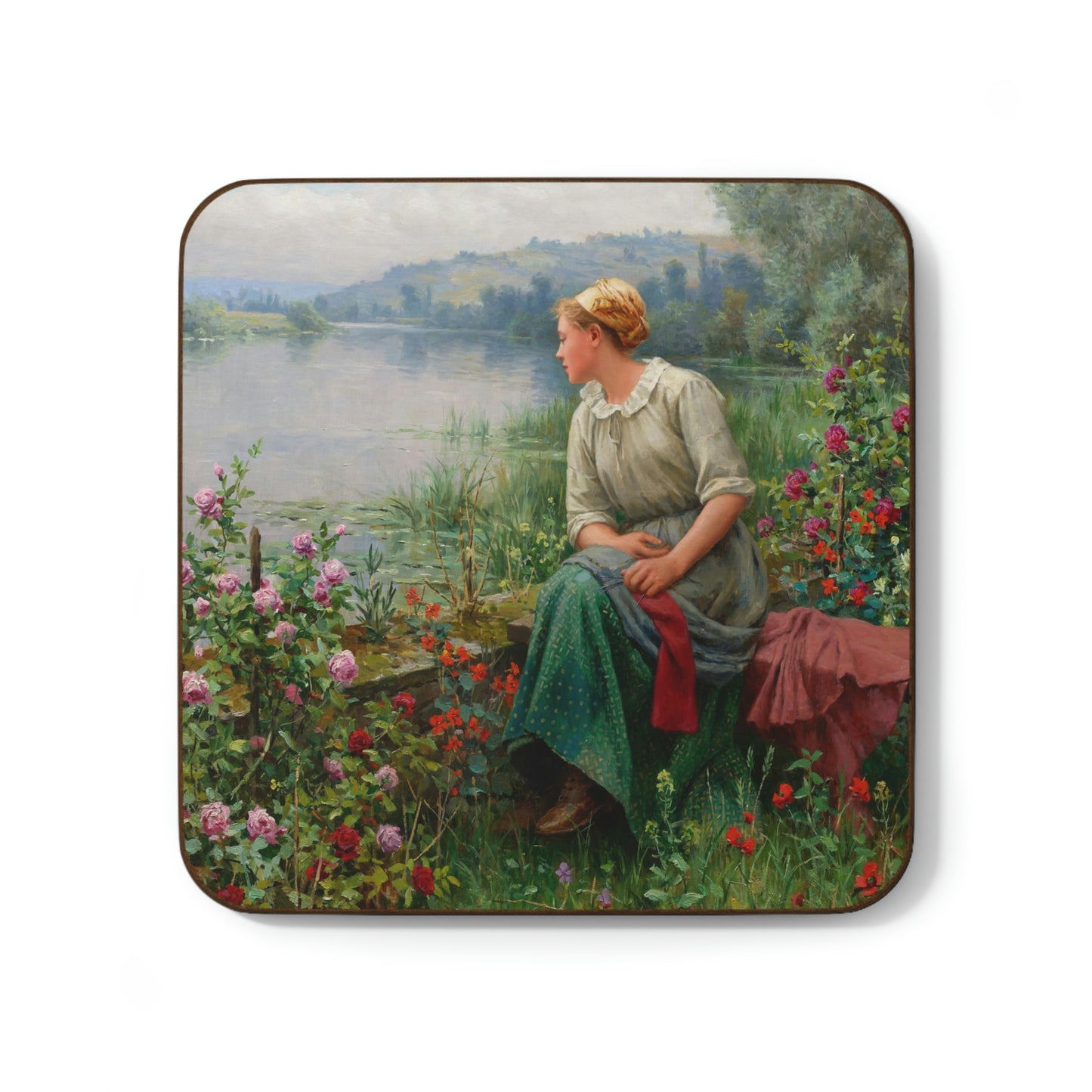 Daniel Ridgway Knight: "Maria by the River" - Hardboard Back Coaster