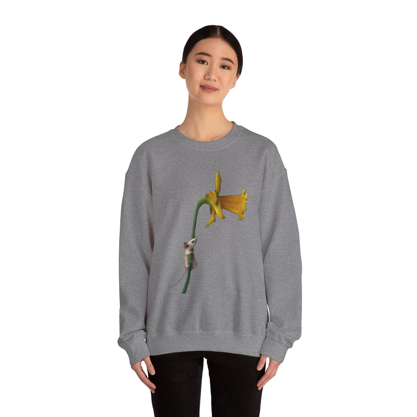 Stuart Dunkel: "Curious  Yellow" Crewneck Sweatshirt