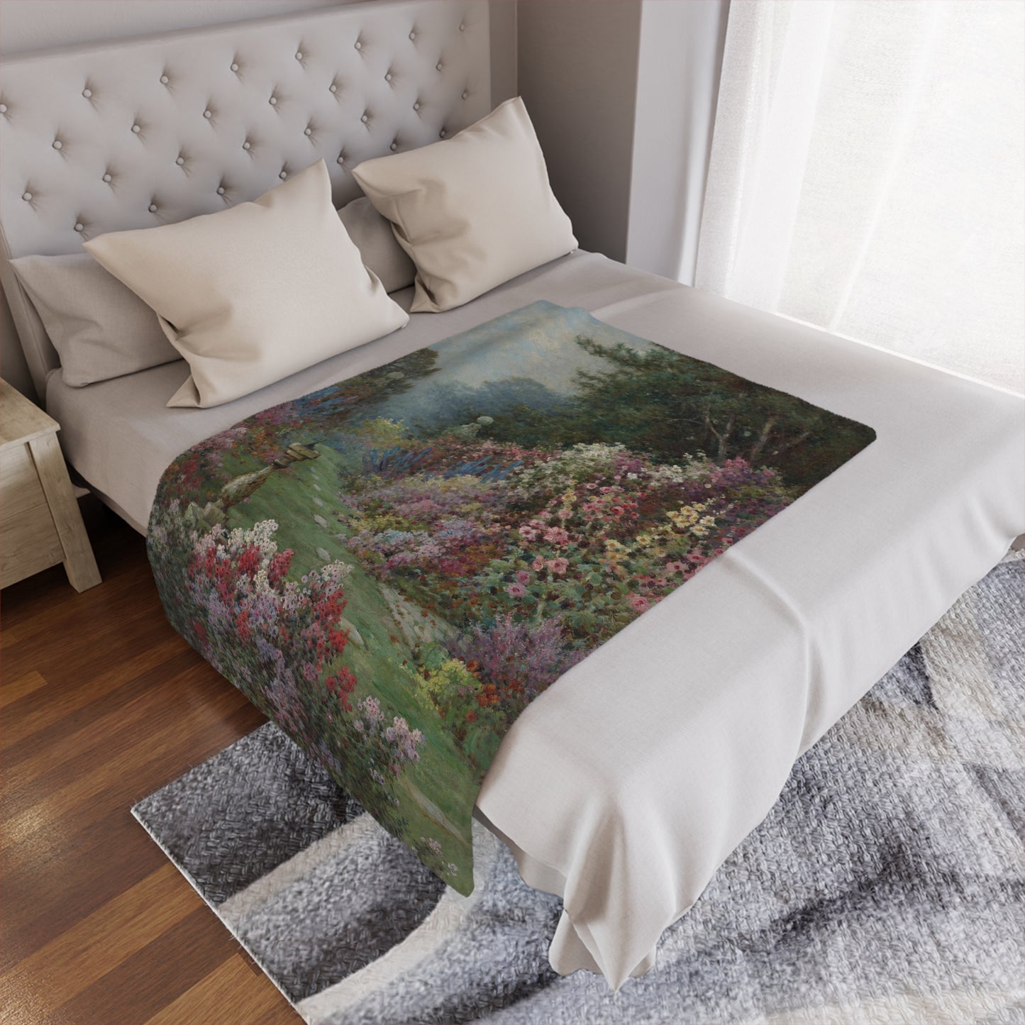 Alfred de Breanski, Jr.: "The Herbaceous Border" - Microfiber Blanket