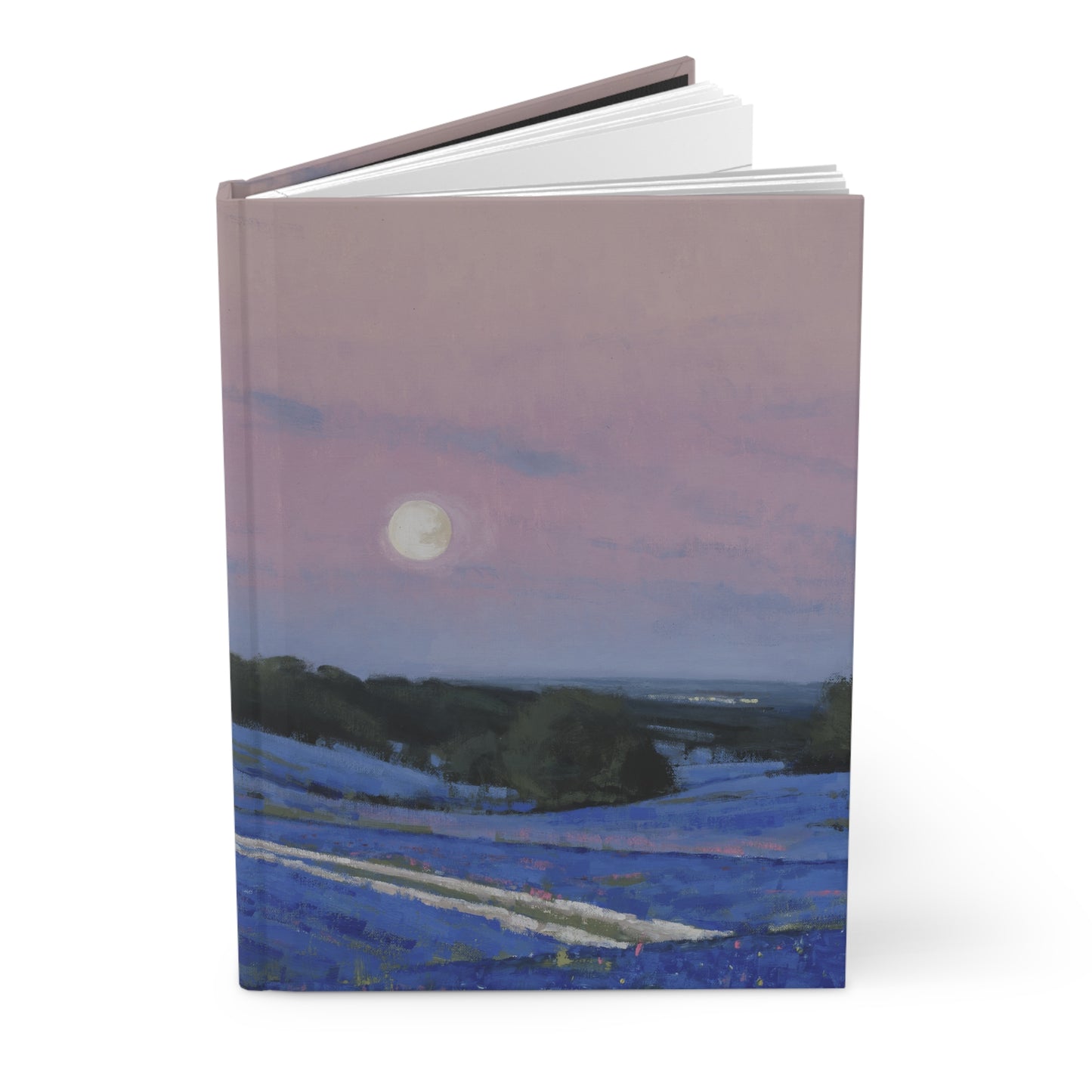 Ben Bauer: "Hill County Moonrise, Blue Bonnets" - Hardcover Journal Matte