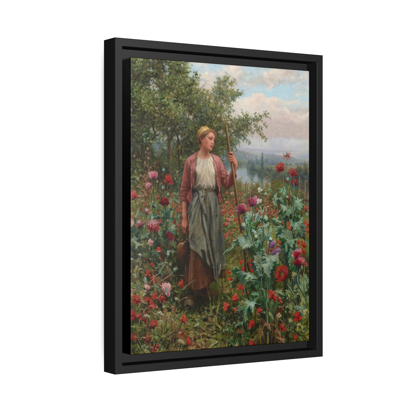Daniel Ridgway Knight: "Maria Among the Poppies" - Framed Canvas Reproduction
