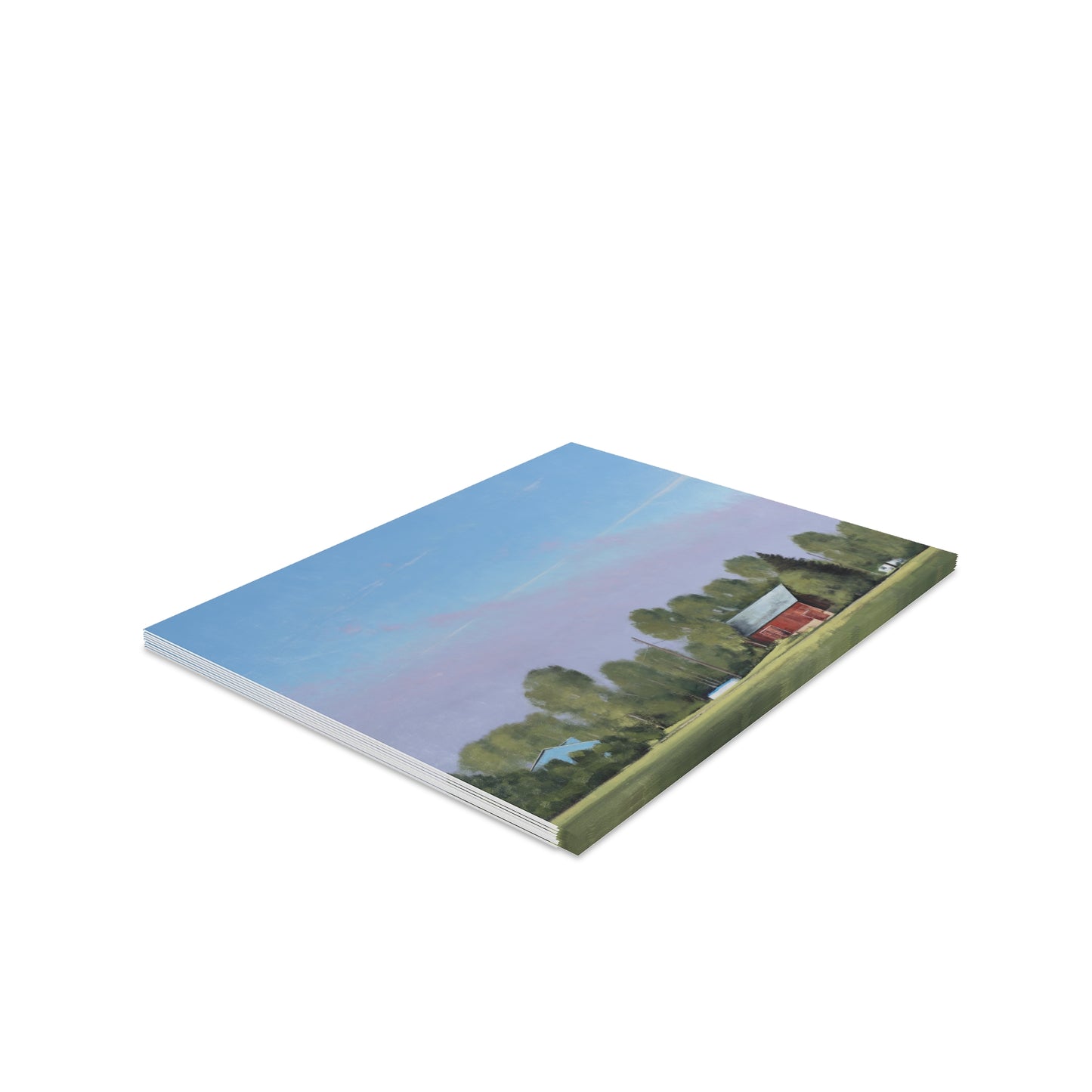 Ben Bauer: "Early Morning Fog Burn, Lake Elmo Farm" - Greeting Cards (8, 16, and 24 pcs)