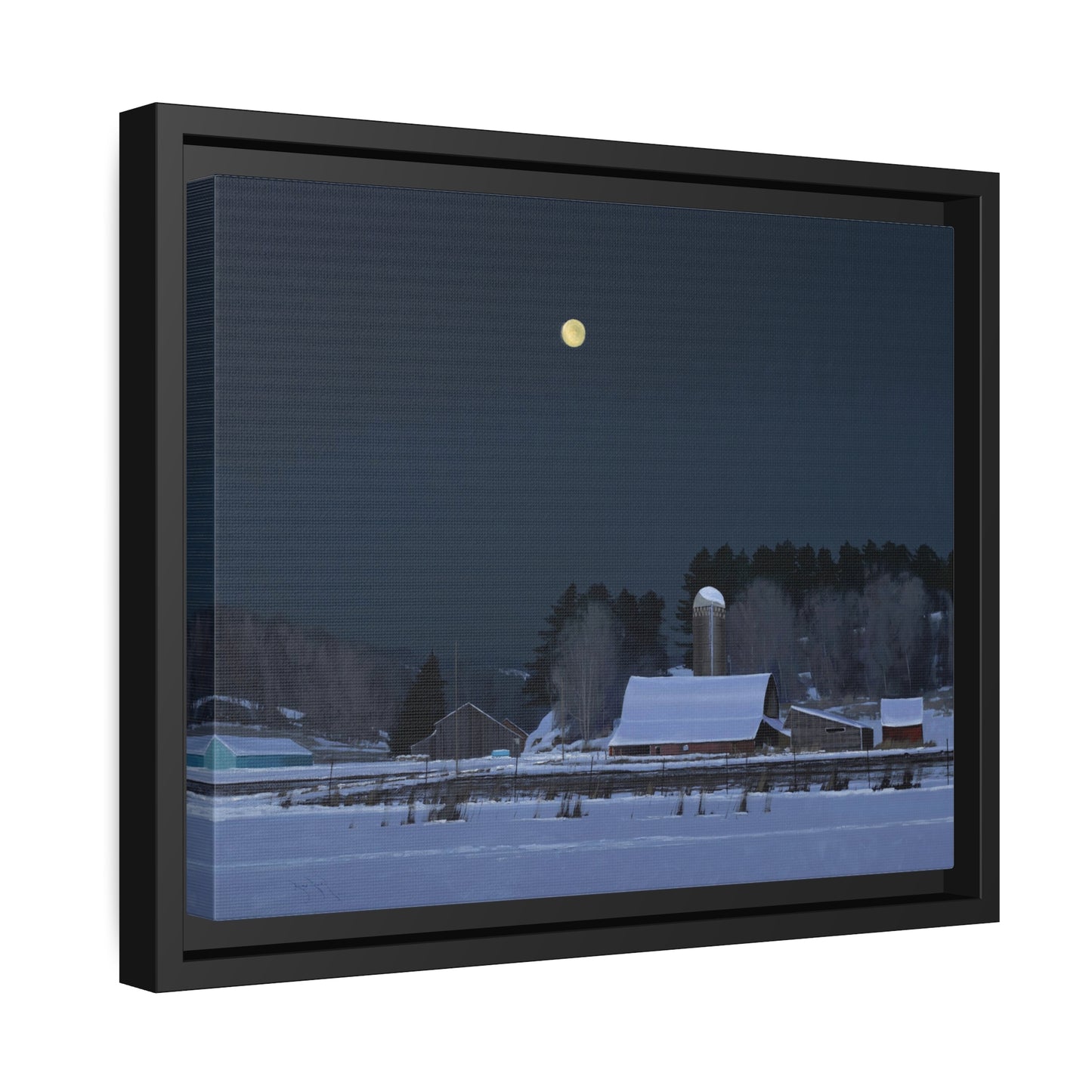 Ben Bauer: "Moonset, 7 Minutes to Sun Up" - Framed Canvas Reproduction