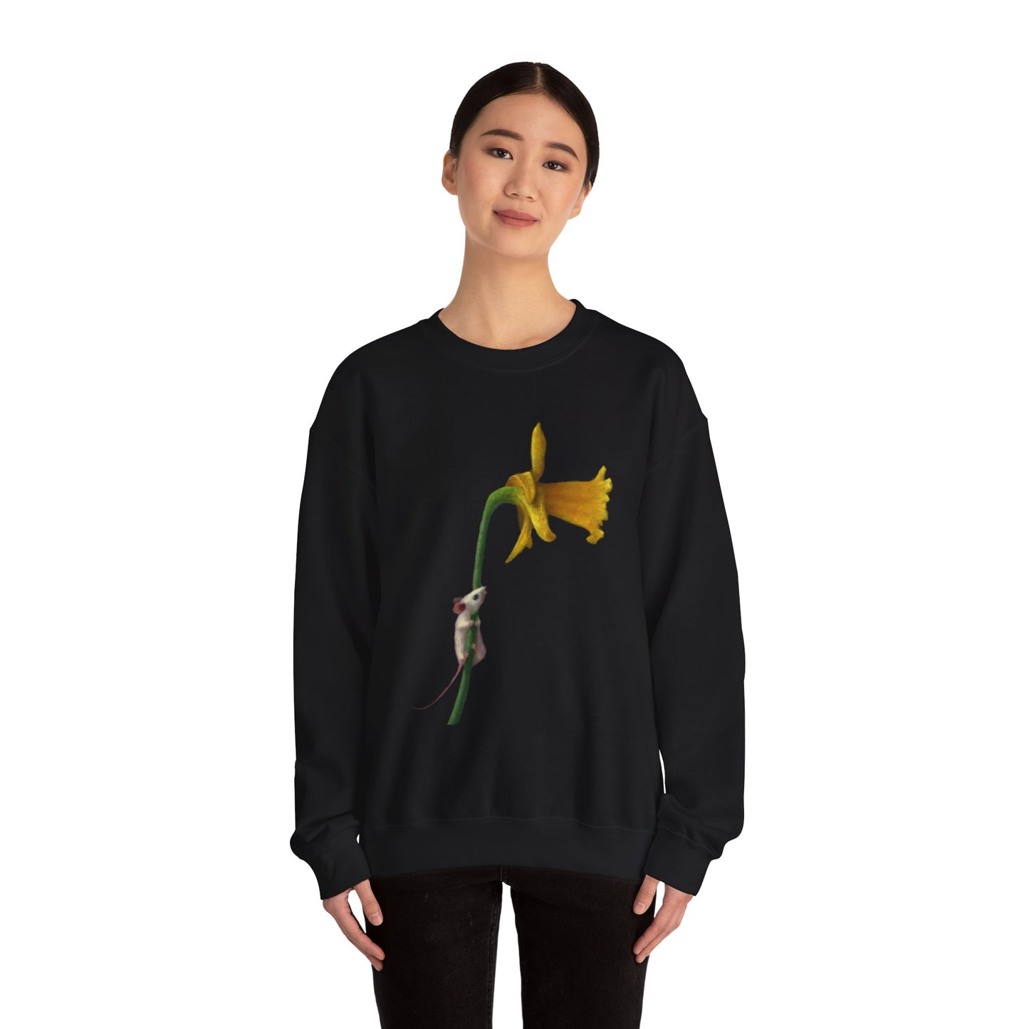 Stuart Dunkel: "Curious  Yellow" Crewneck Sweatshirt