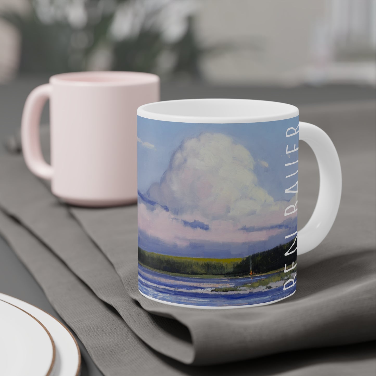 Ben Bauer: "Bonfire Time, Baileys Harbor Door County" Ceramic Mug (11oz, 15oz, 20oz)