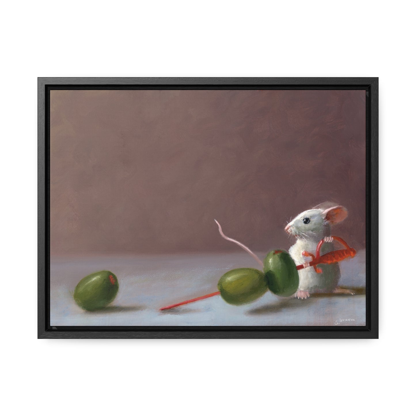 Stuart Dunkel: "Olive Catcher" - Framed Canvas Reproduction