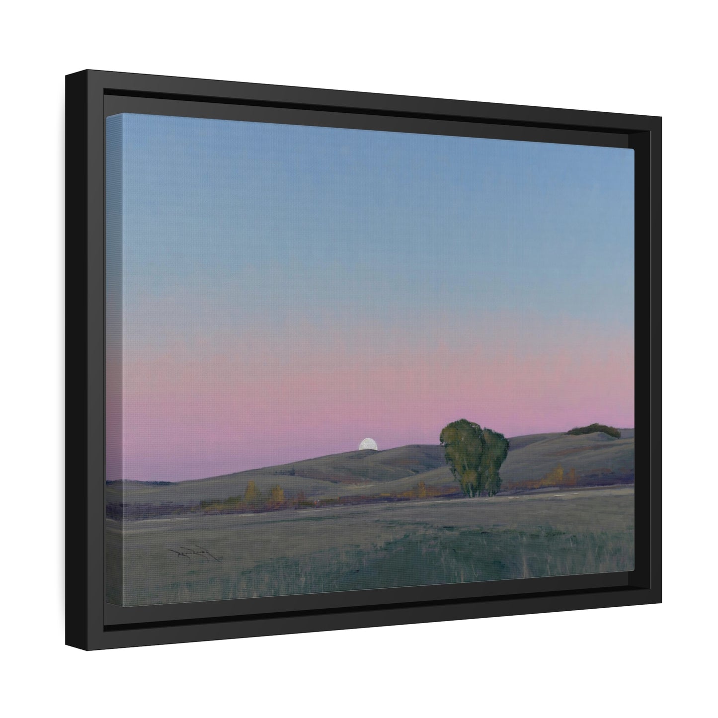 Ben Bauer: "Moonrise in Lowry, MN" - Framed Canvas Reproduction