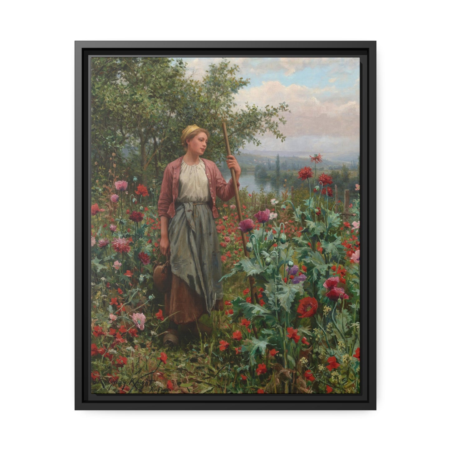 Daniel Ridgway Knight: "Maria Among the Poppies" - Framed Canvas Reproduction