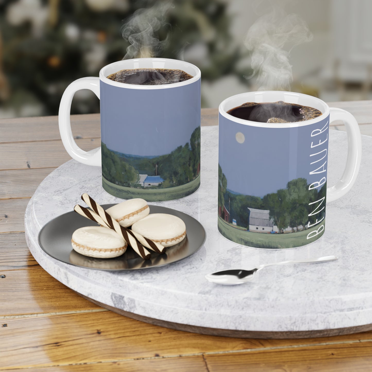 Ben Bauer: "Lowry Farm Moonrise" Ceramic Mug (11oz, 15oz, 20oz)