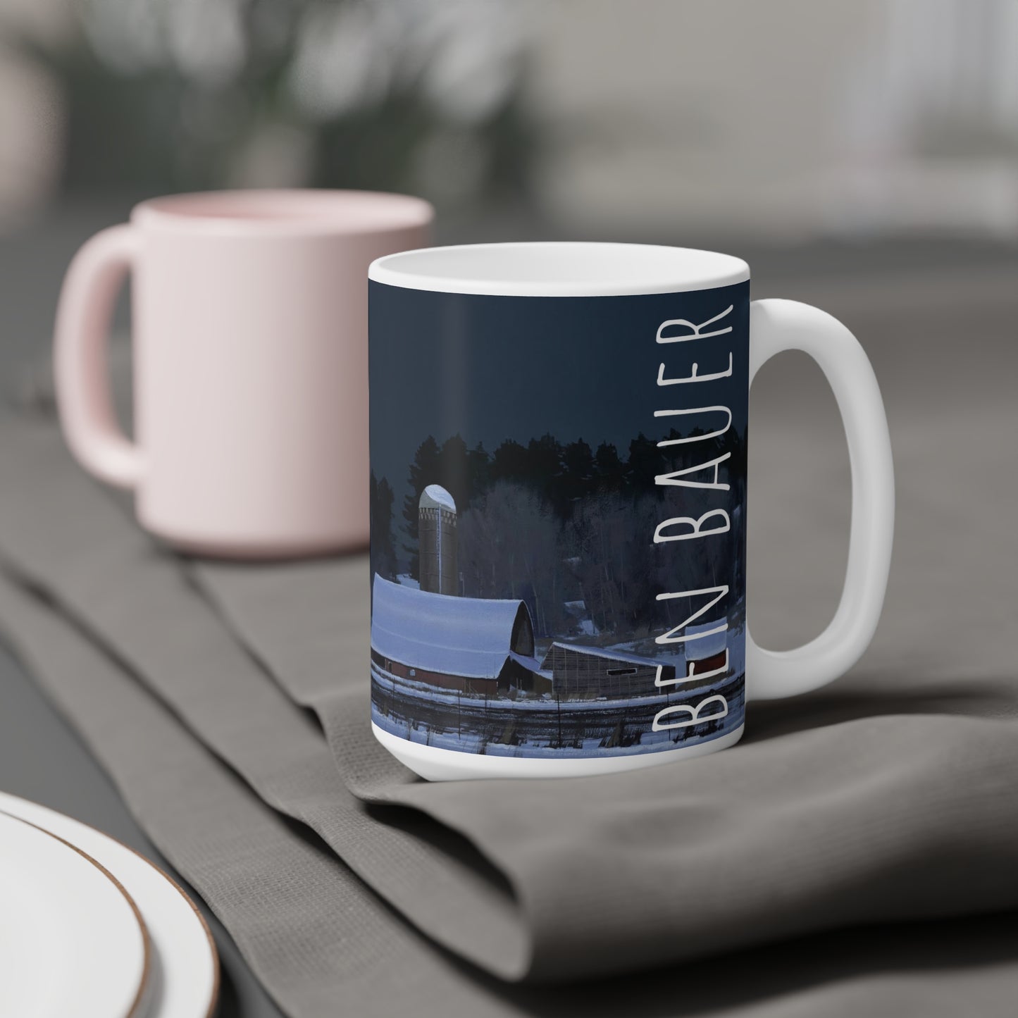 Ben Bauer: "Moonset, 7 Minutes to Sun Up" Ceramic Mug (11oz, 15oz, 20oz)