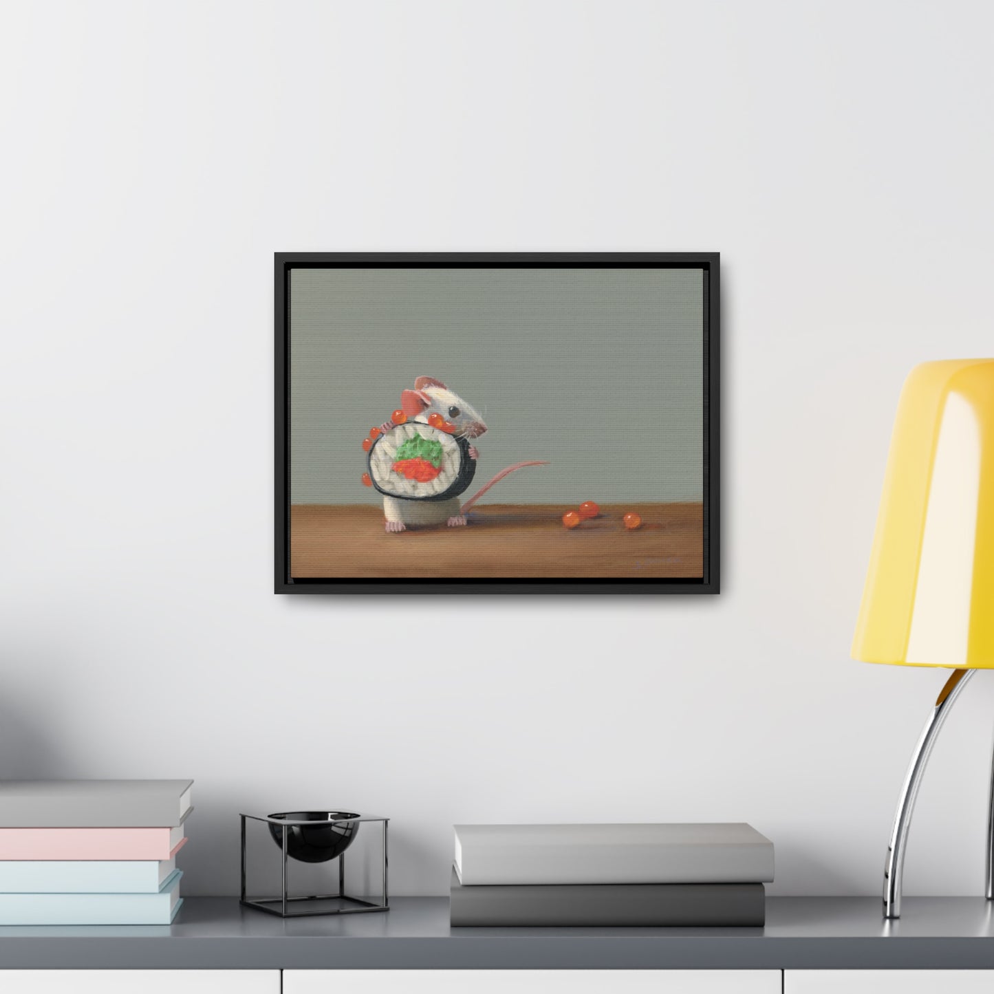 Stuart Dunkel: "Sushi Escape" - Framed Canvas Reproduction