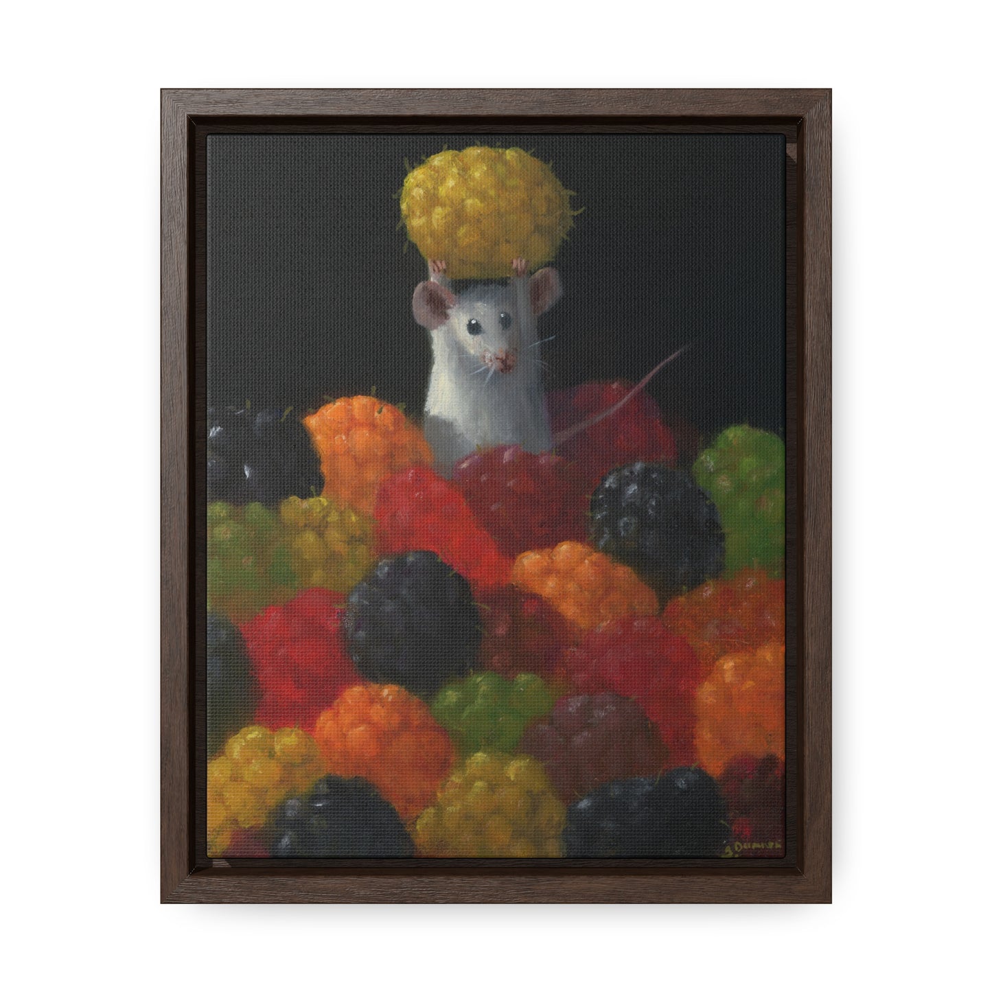Stuart Dunkel: "Raspberry Party" - Framed Canvas Reproduction