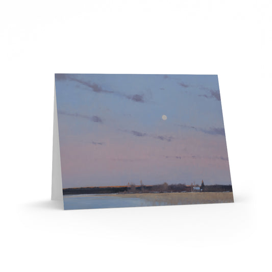 Ben Bauer: "Last Light with Moonrise Over Spring Valley, WI" - Greeting Cards (8, 16, and 24 pcs)