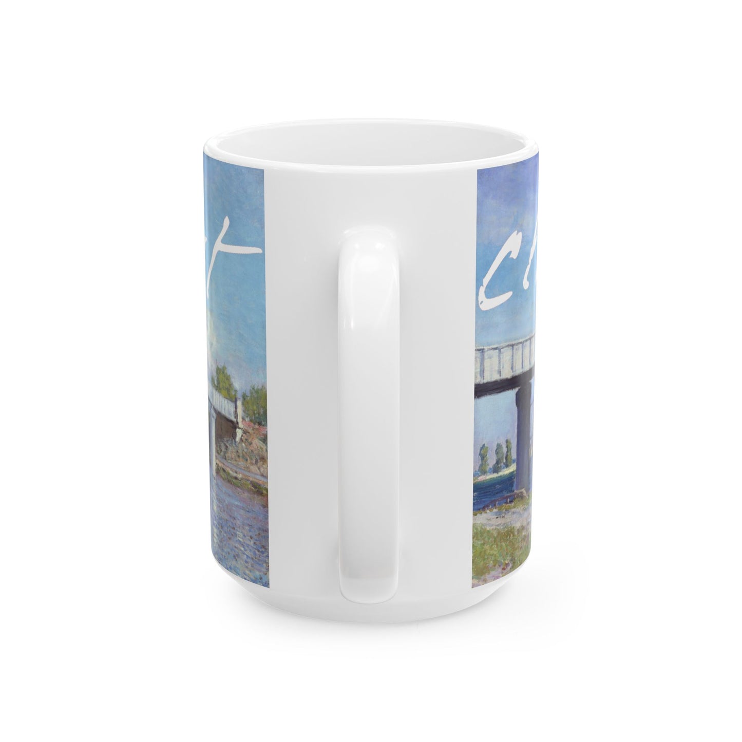 Claude Monet | Le pont de chemin der fer à Argenteuil Ceramic Mug (15oz)