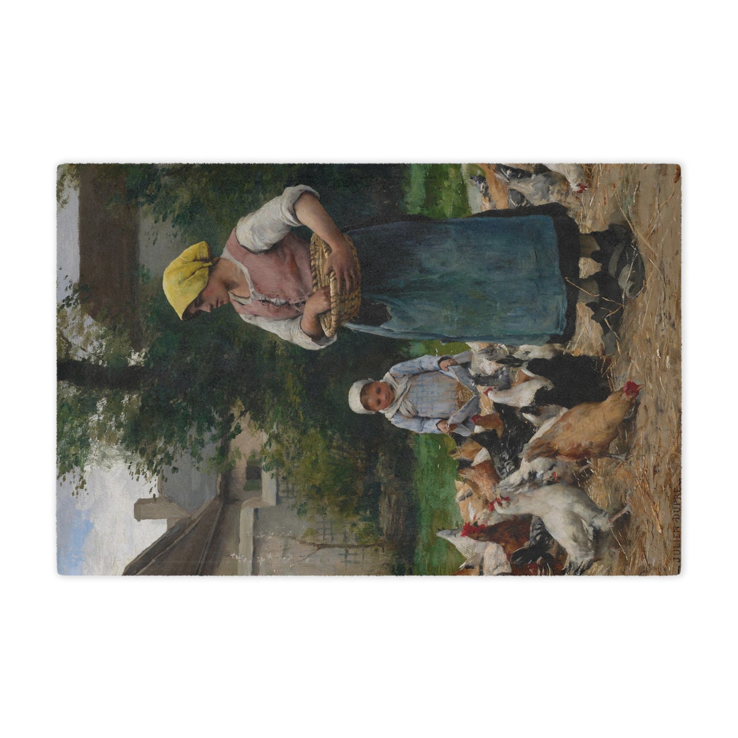 Julien Dupre: "Femme avec des poules" - Microfiber Blanket