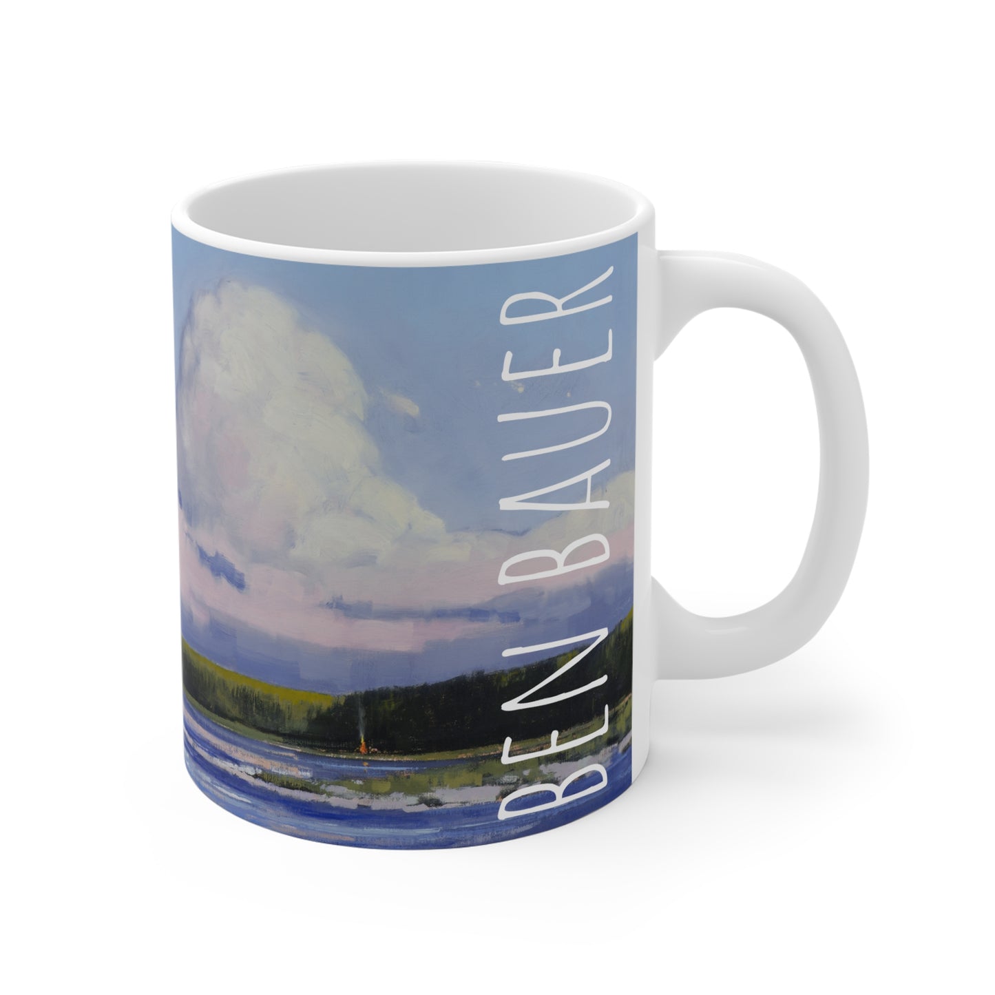 Ben Bauer: "Bonfire Time, Baileys Harbor Door County" Ceramic Mug (11oz, 15oz, 20oz)